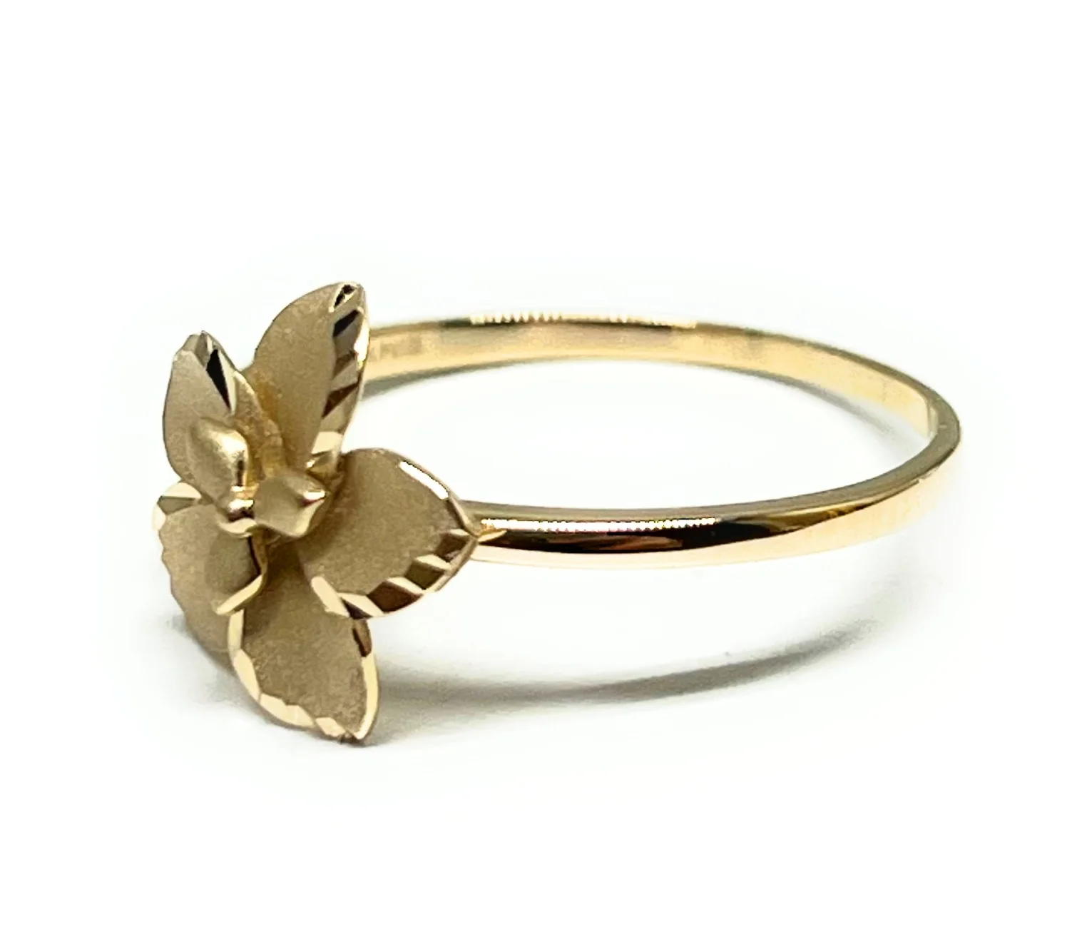 10k Solid Gold Yellow Hibiscus Flower Matte Ring (FC 304) - Image 2