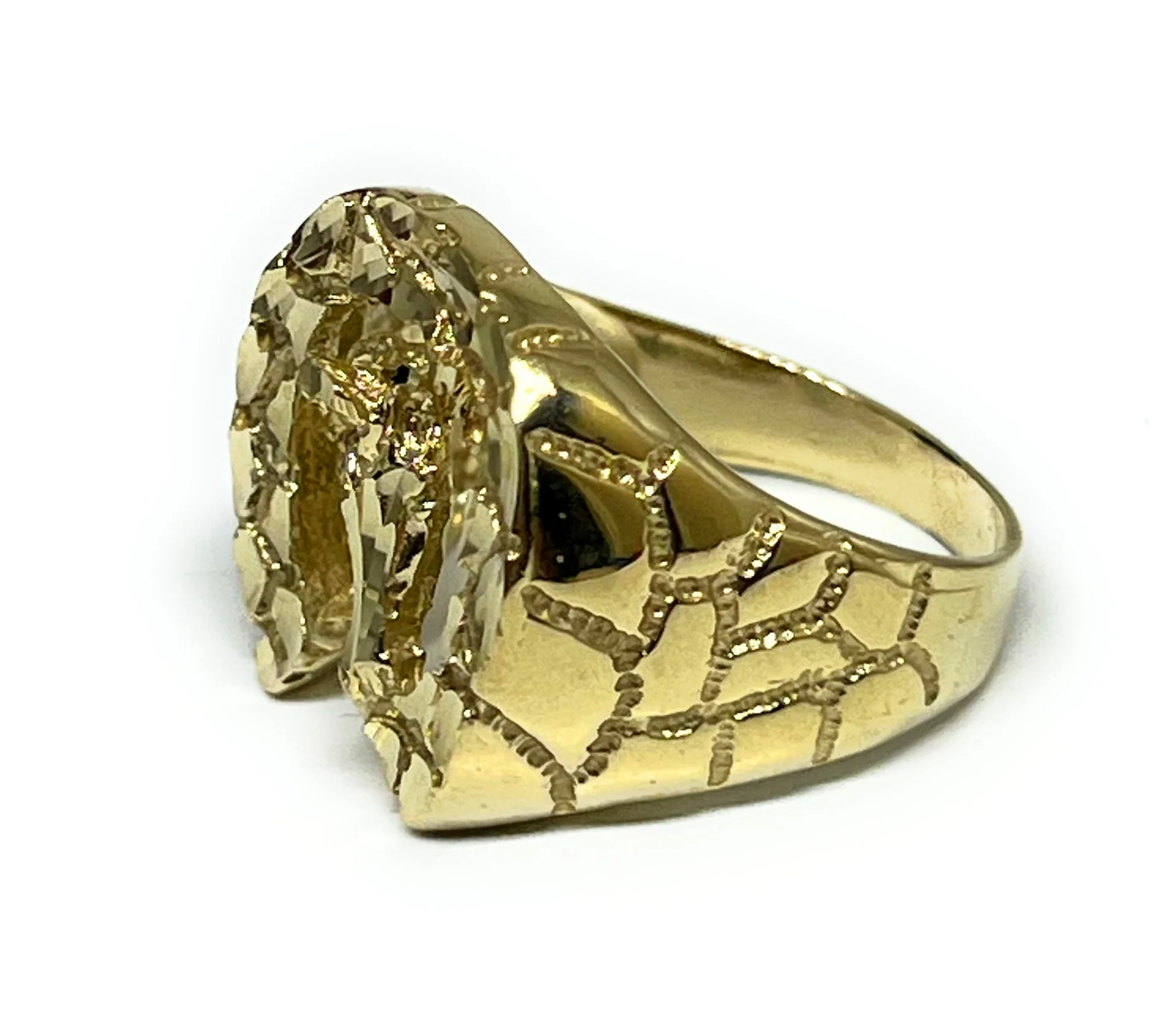10k Solid Gold Yellow Horse Horseshoe NUGGET Ring (8.6g) - Image 3