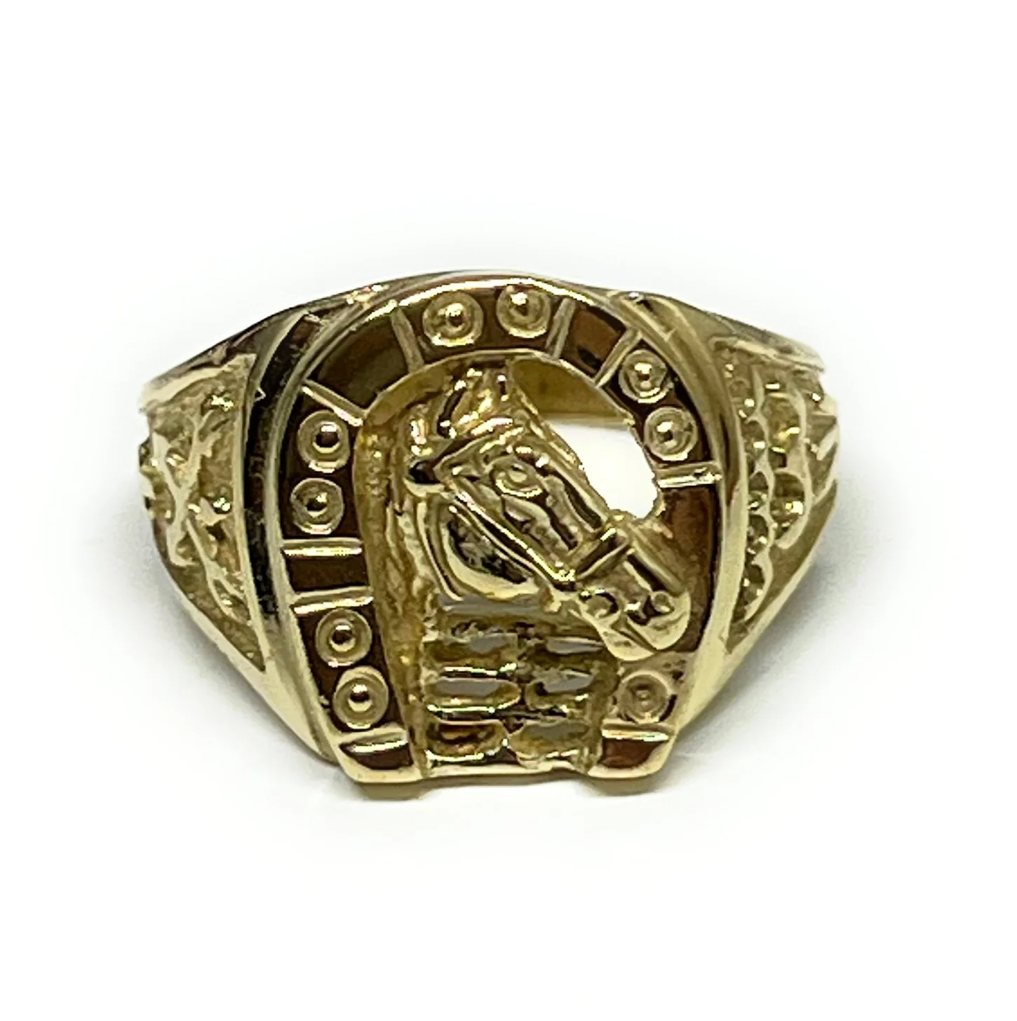 10k Solid Gold Yellow Horse Horseshoe Ring