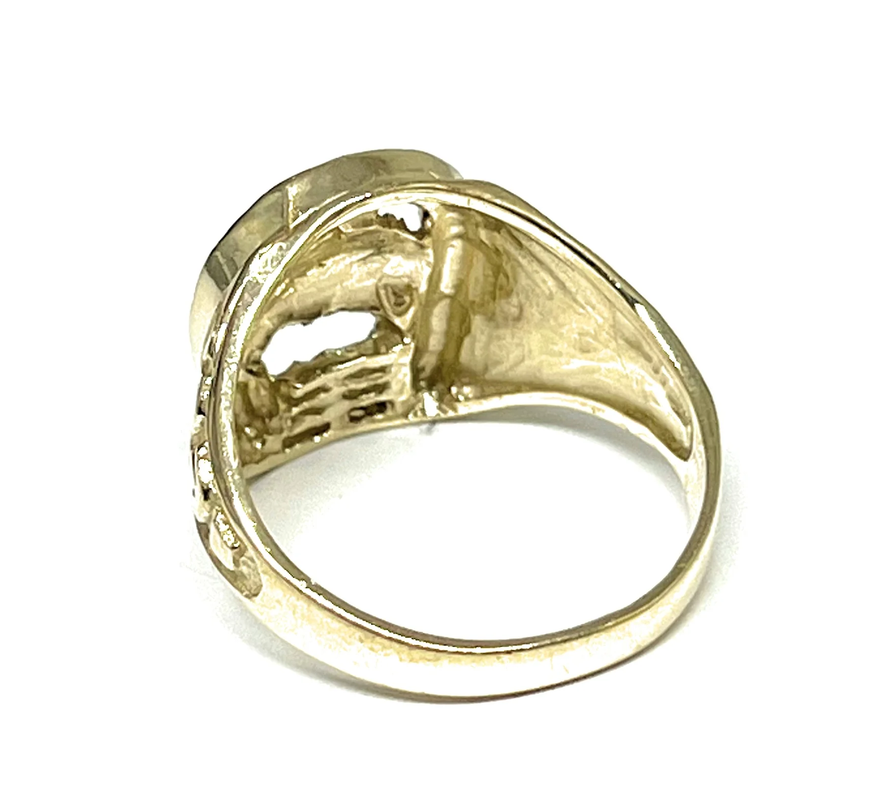 10k Solid Gold Yellow Horse Horseshoe Ring - Image 3