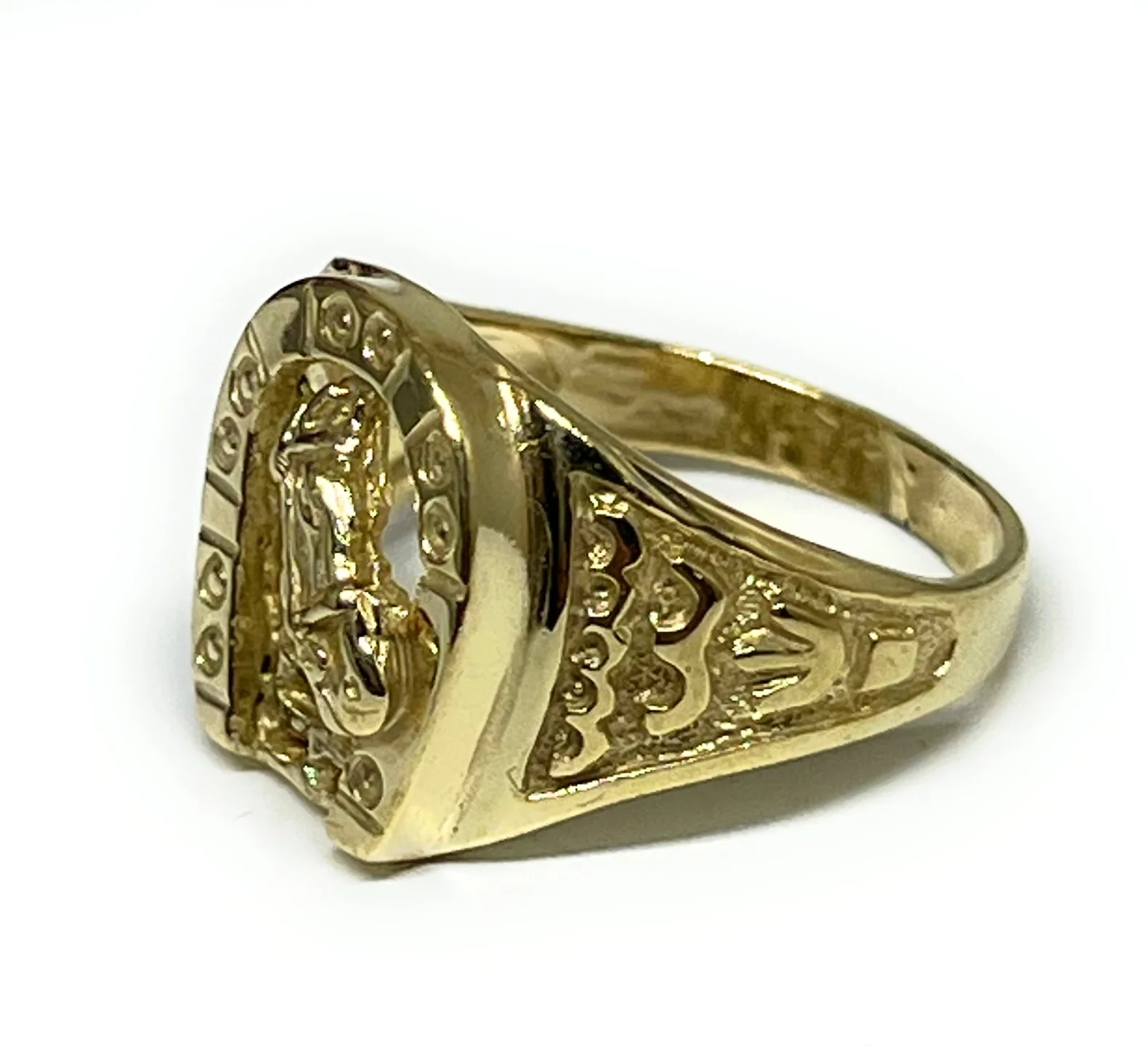 10k Solid Gold Yellow Horse Horseshoe Ring - Image 4