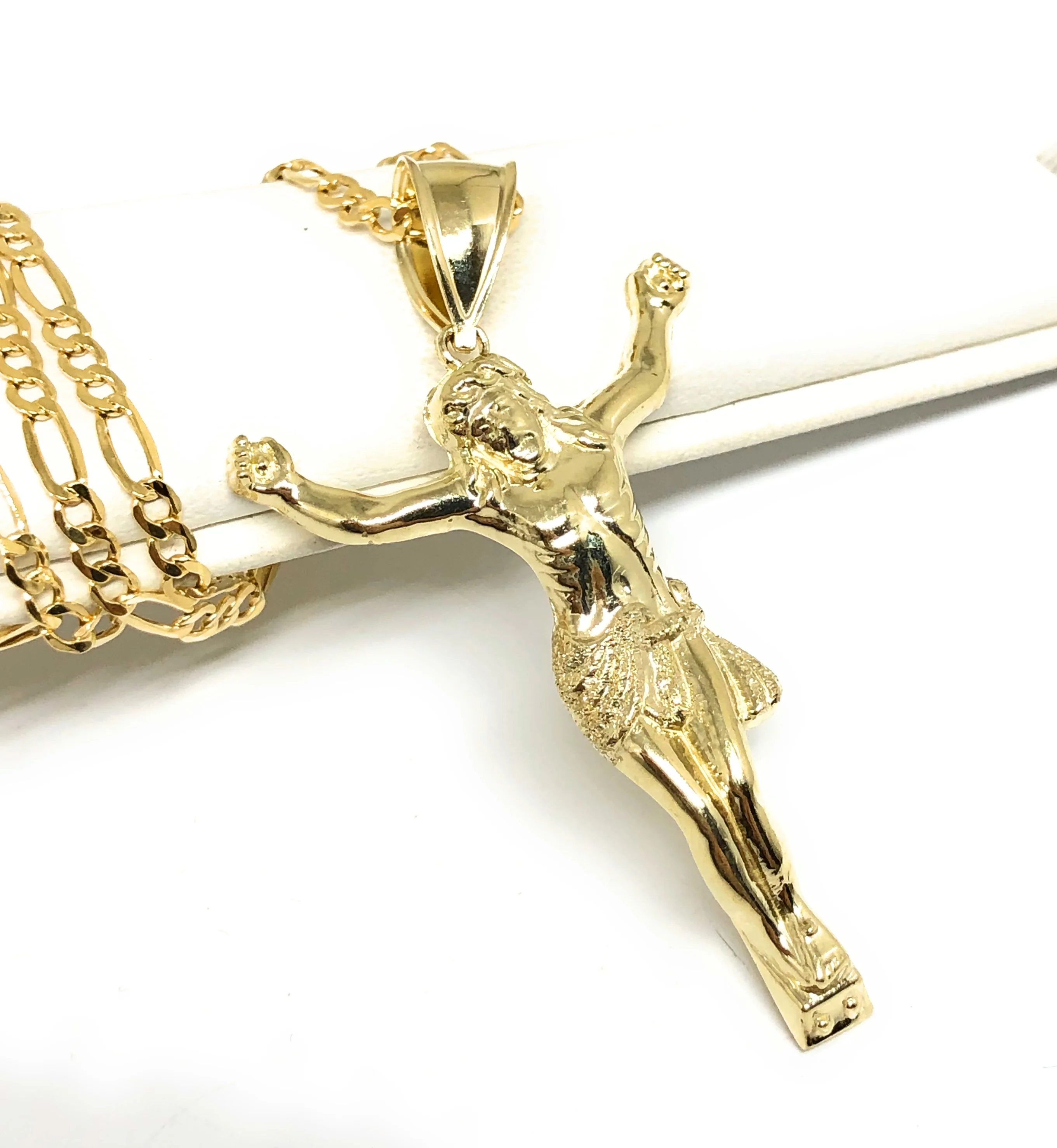 10k Solid Gold Yellow Jesus Body Crucifix Pendant Necklace - Image 3