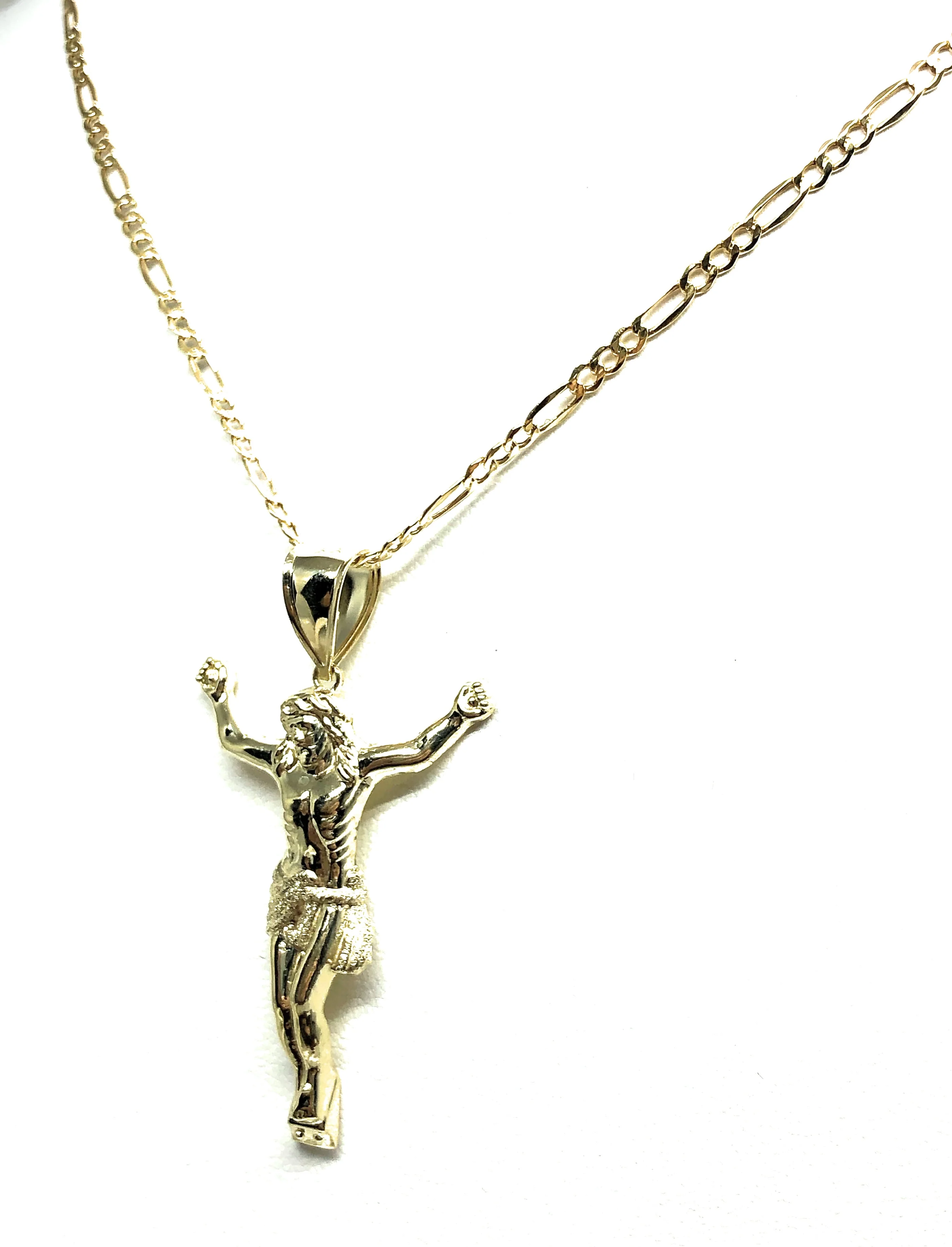10k Solid Gold Yellow Jesus Body Crucifix Pendant Necklace - Image 6