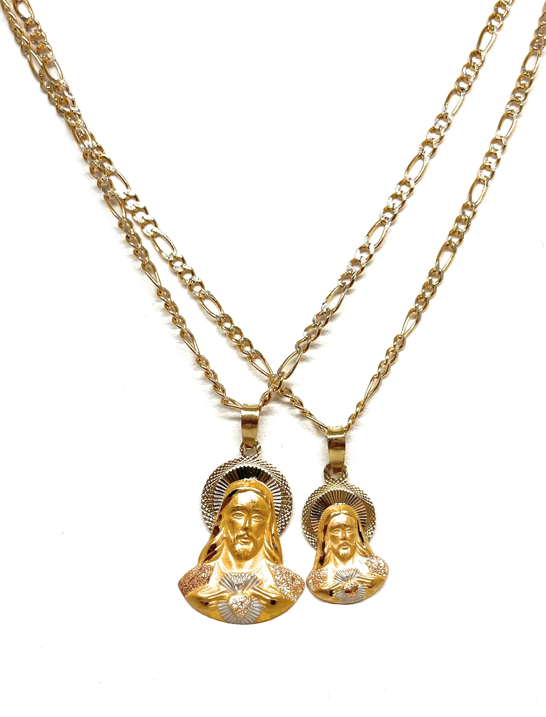 10k Solid Gold Yellow Jesus Sagrado Corazon Pendant Necklace (SM,MED) (MADE IN MX) - Image 4