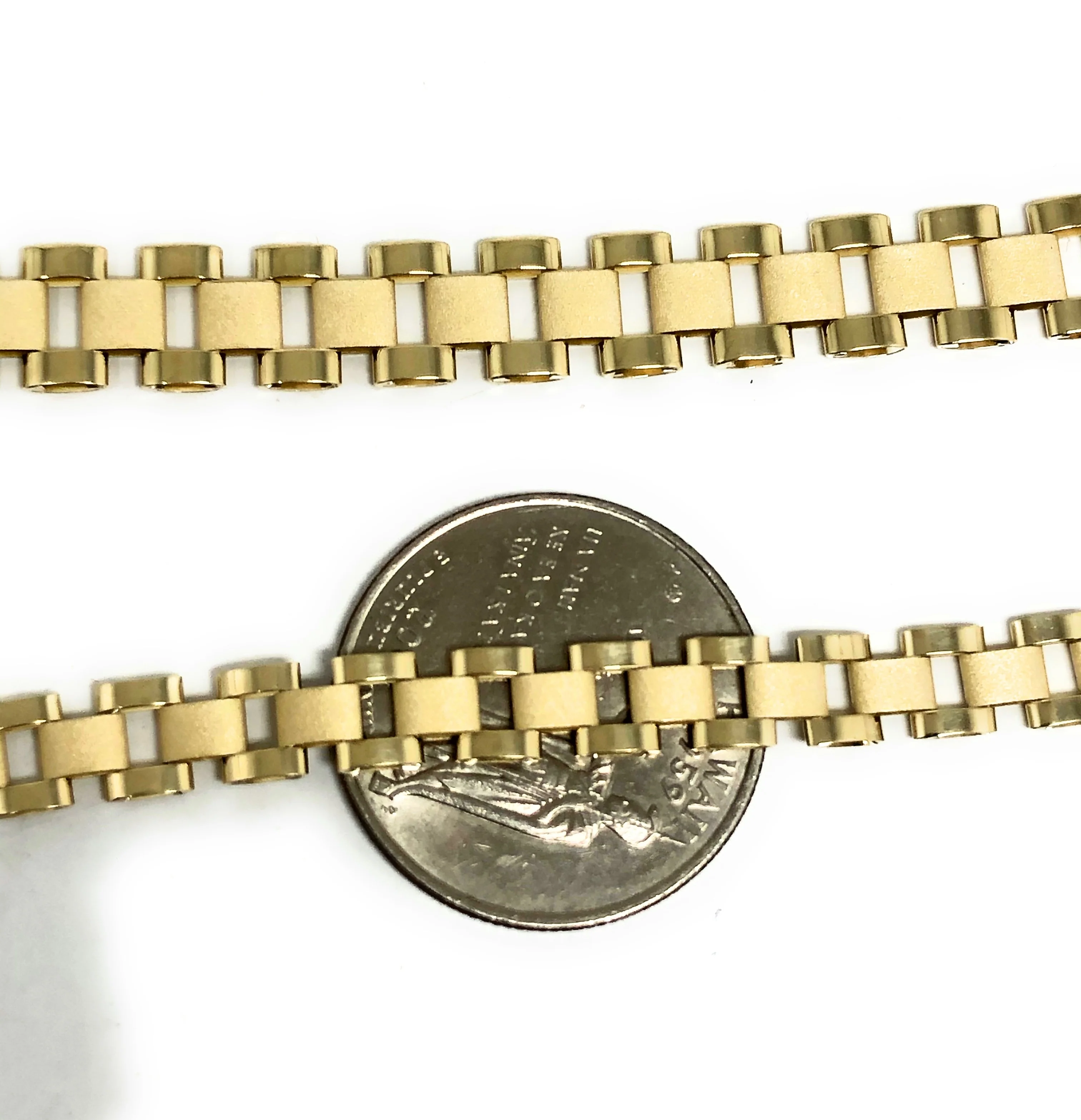 10k Solid Gold Yellow Jubilee Oyster "ROLEX" Style Chain 20-26 inch 6-8mm (SEMI-HOLLOW STYLE) - Image 3