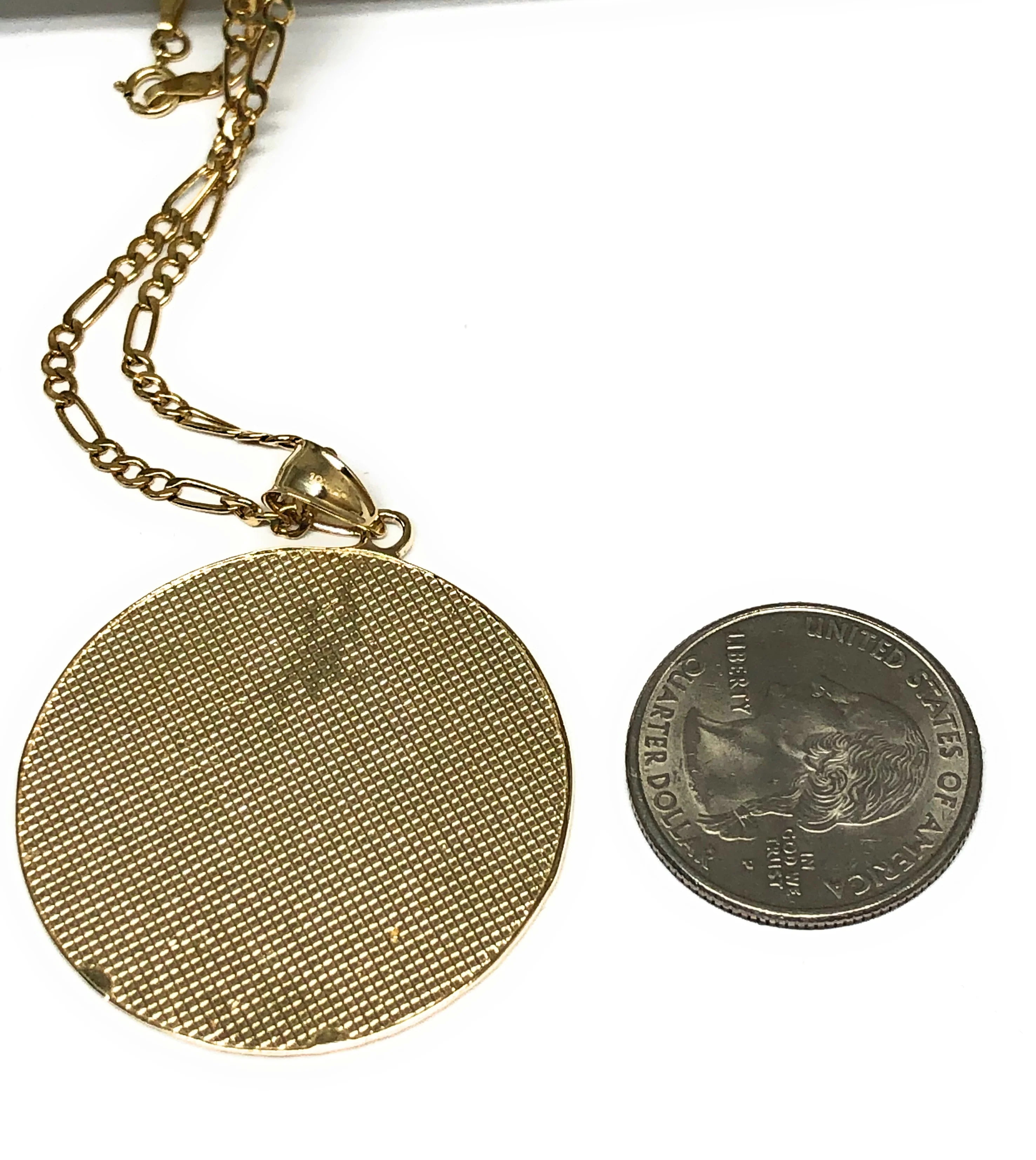 10k Solid Gold Yellow Mexican Aztec Calendar Pendant Necklace (11g) (FC) - Image 4
