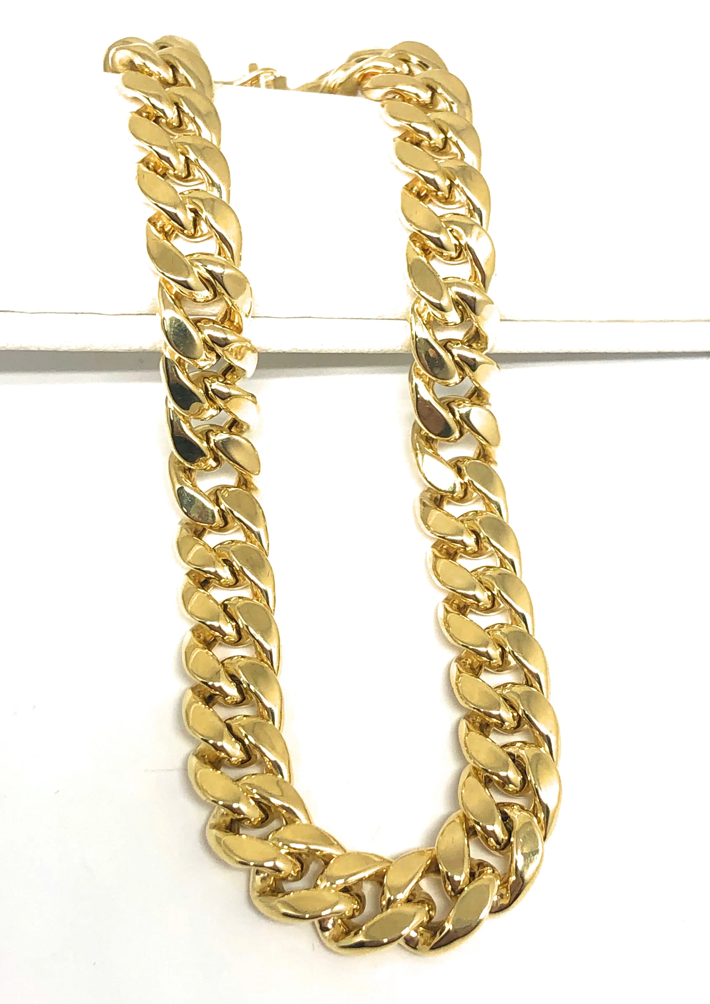10k Solid Gold Yellow Miami Cuban Link Brracelet 8-8.5 inch 8mm Width Box Lock (Semi Hollow) 12-14g