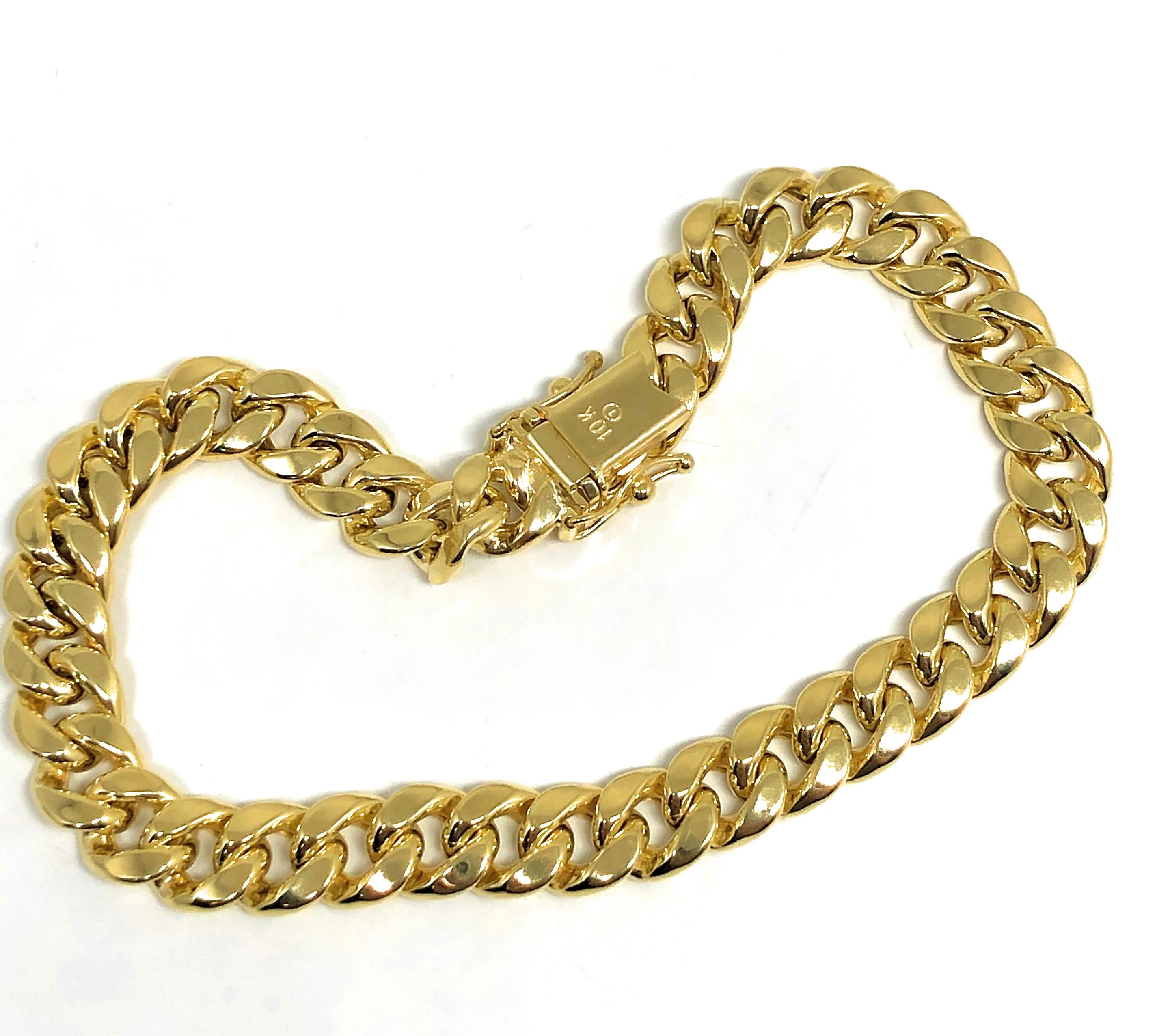 10k Solid Gold Yellow Miami Cuban Link Brracelet 8-8.5 inch 8mm Width Box Lock (Semi Hollow) 12-14g - Image 3