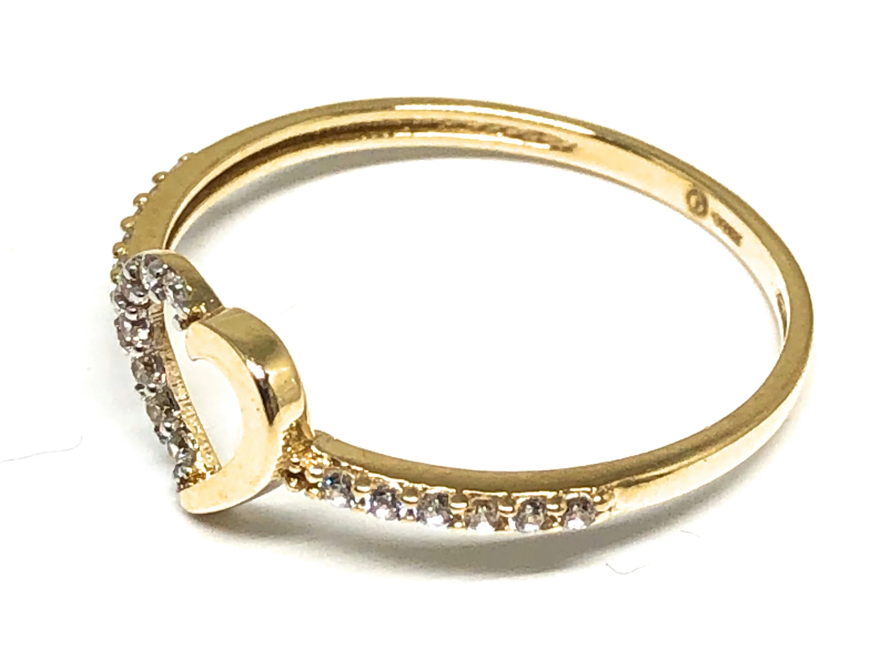 10k Solid Gold Yellow MINI Gold Heart CZ Ring - Image 2