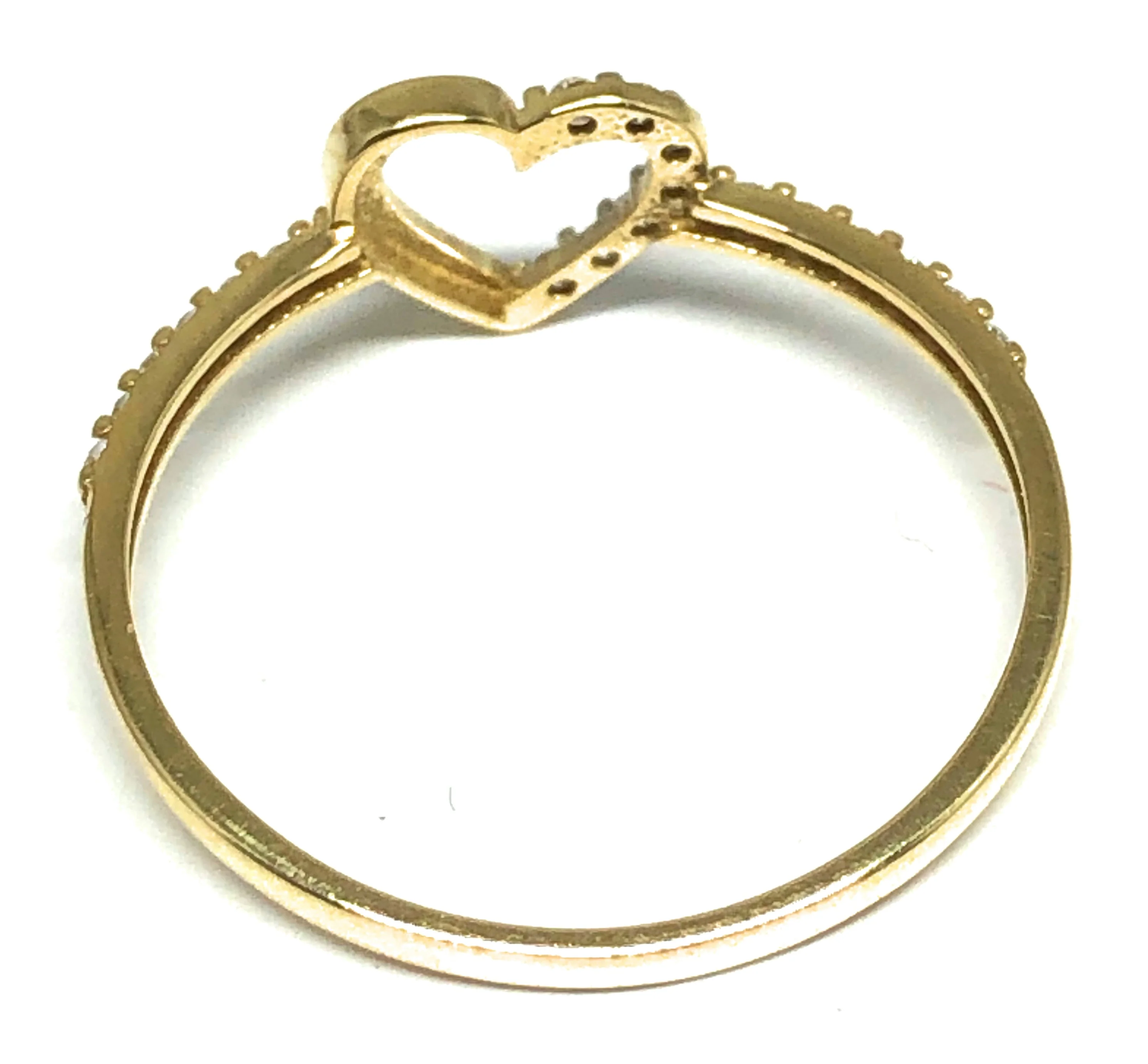 10k Solid Gold Yellow MINI Gold Heart CZ Ring - Image 3
