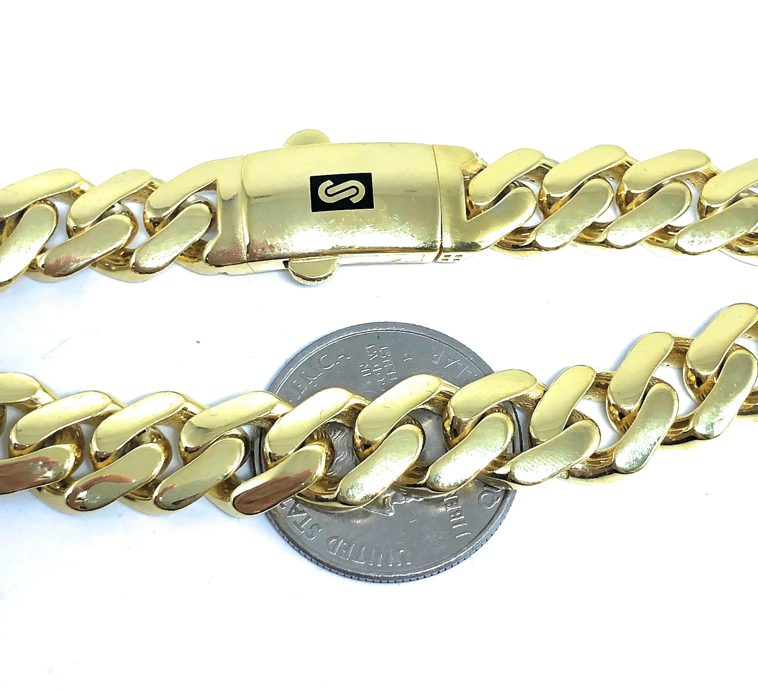 10k Solid Gold Yellow Monaco Miami Cuban Link Brracelet 8-8.5 inch 11.3mm Width (SEMI-HOLLOW STYLE) - Image 2