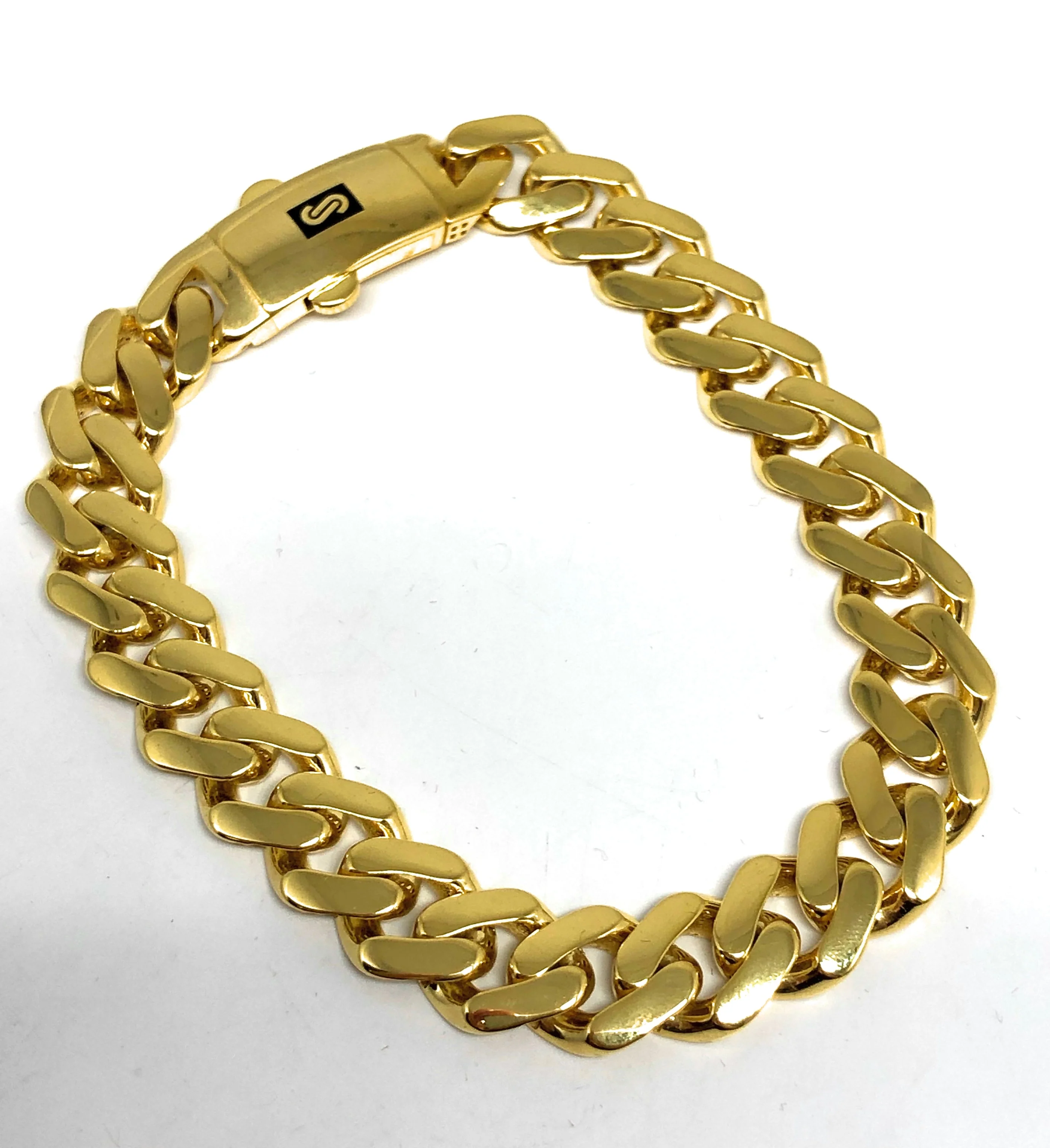 10k Solid Gold Yellow Monaco Miami Cuban Link Brracelet 8-8.5 inch 11.3mm Width (SEMI-HOLLOW STYLE) - Image 4