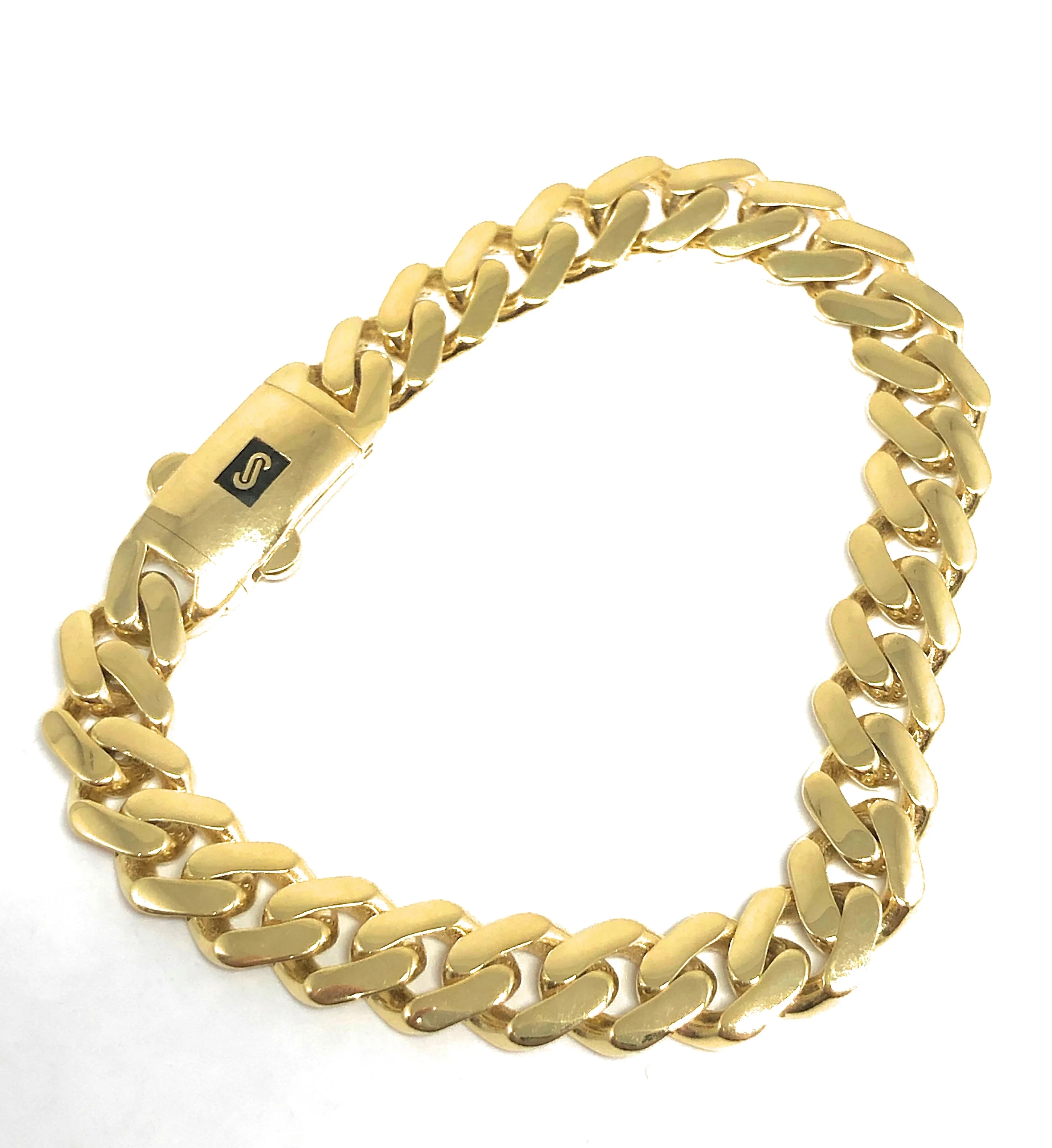 10k Solid Gold Yellow Monaco Miami Cuban Link Brracelet 8 inch 9.3mm Width (SEMI-HOLLOW STYLE) - Image 3