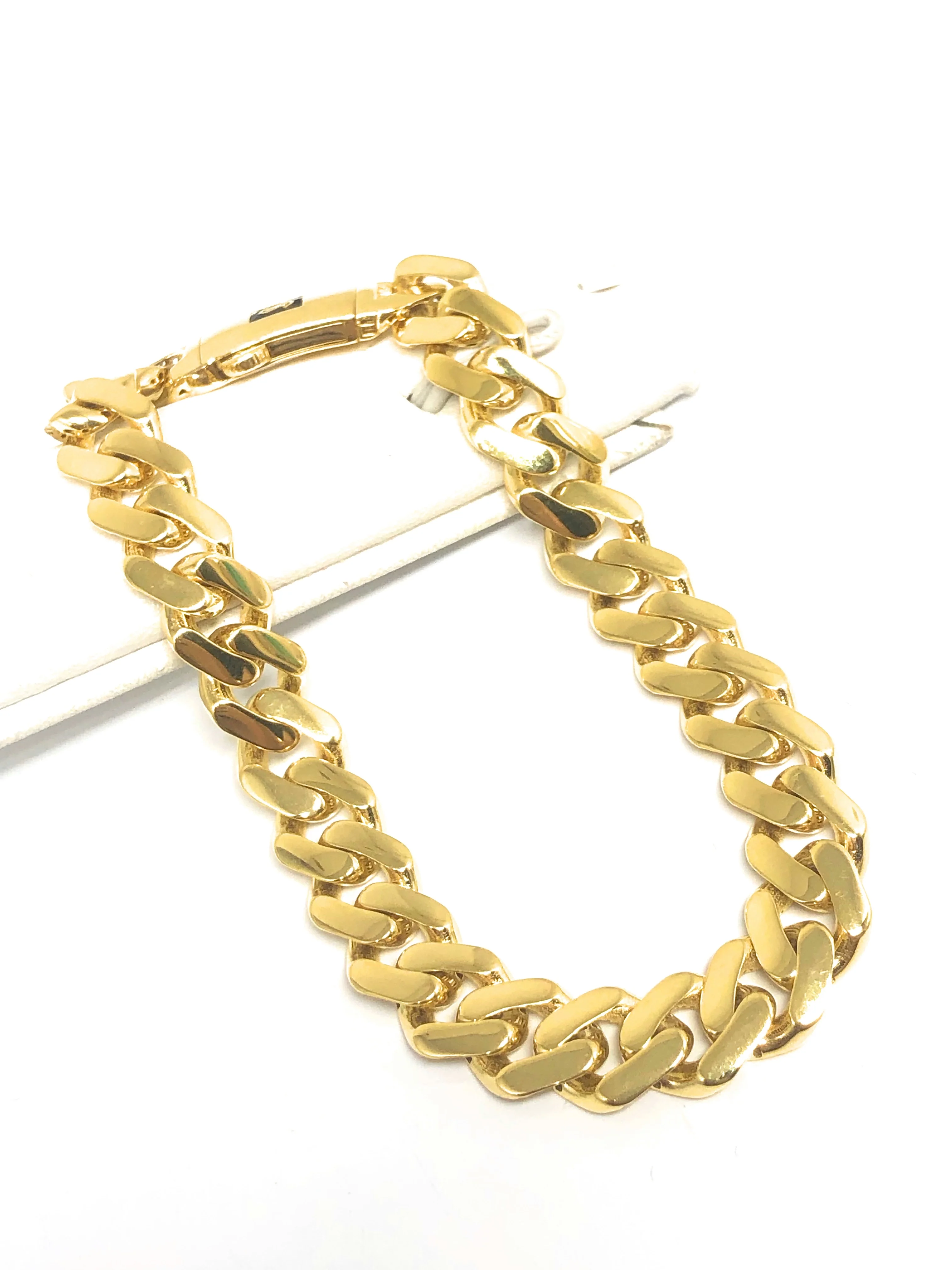 10k Solid Gold Yellow Monaco Miami Cuban Link Brracelet 8 inch 9.3mm Width (SEMI-HOLLOW STYLE) - Image 4