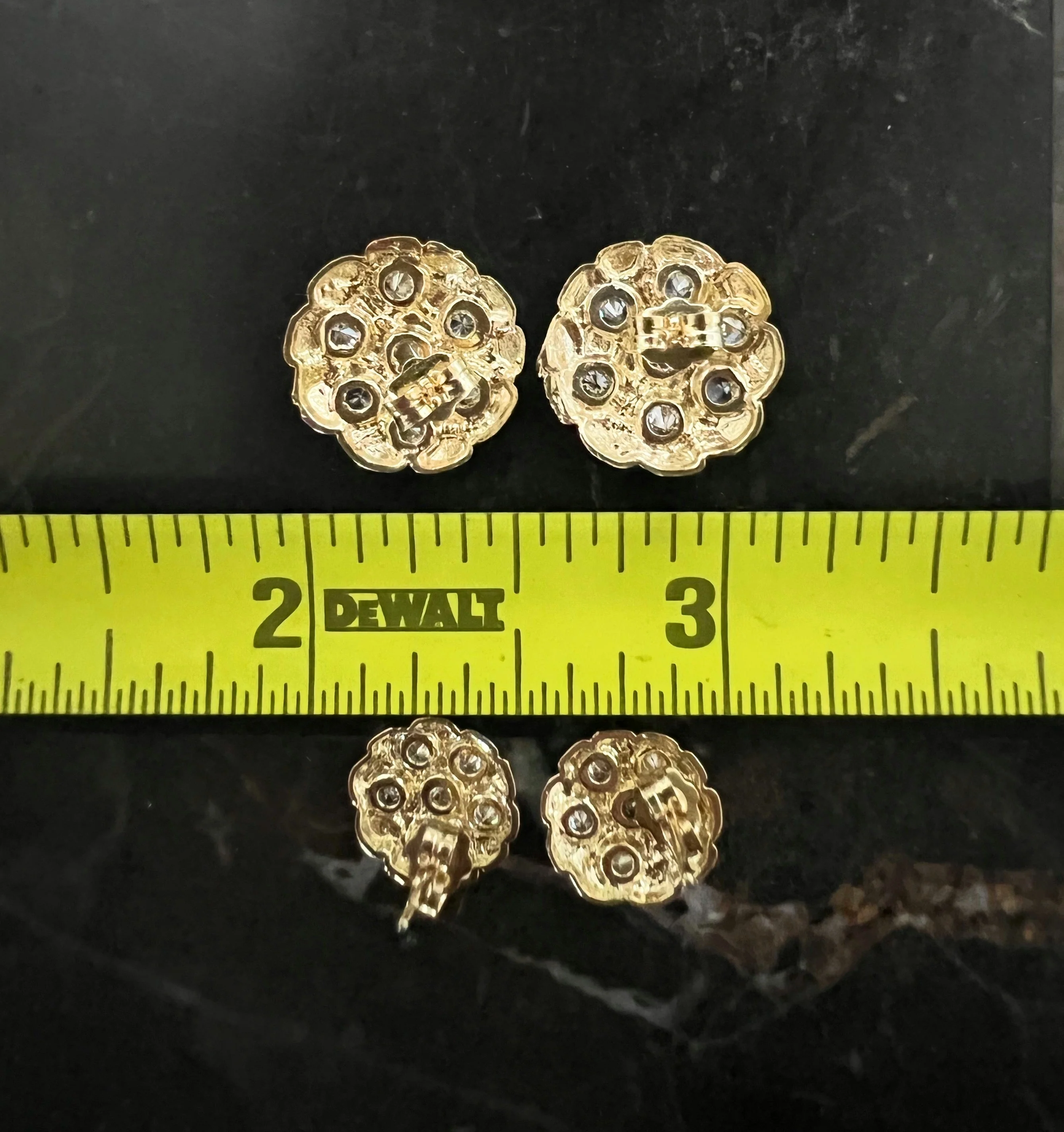 10k Solid Gold Yellow Nugget Cluster Stud Earrings (SM,MED,LG, XL) - Image 4