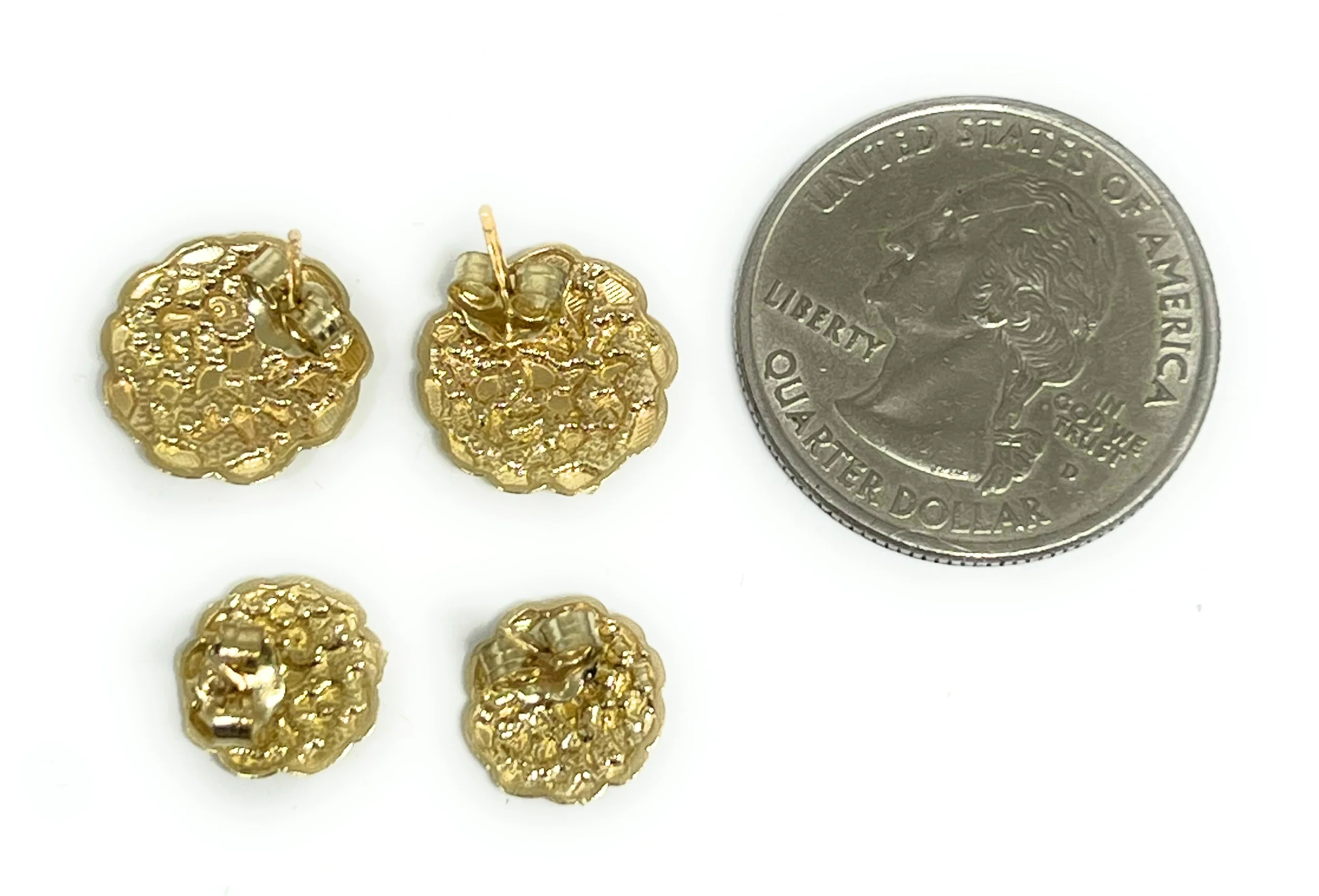 10k Solid Gold Yellow Nugget Cluster Stud Earrings (SM,MED,LG, XL) - Image 5