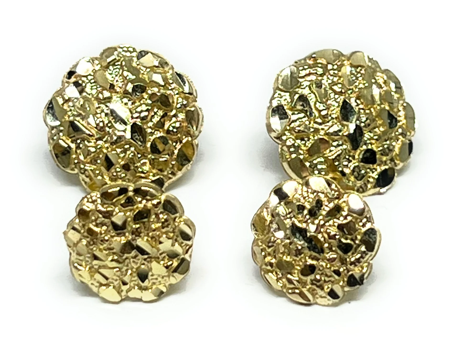 10k Solid Gold Yellow Nugget Cluster Stud Earrings (SM,MED,LG, XL) - Image 6