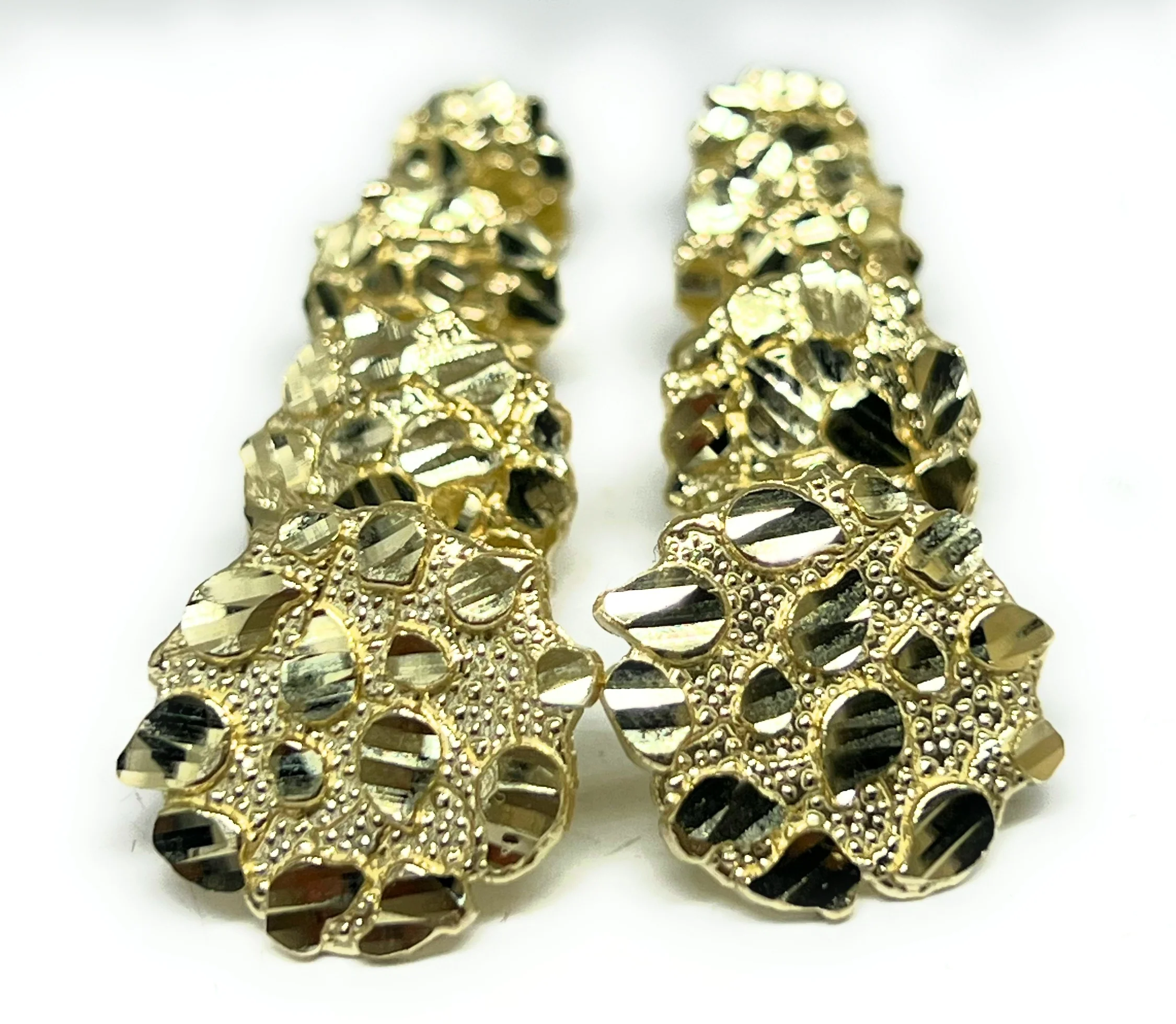 10k Solid Gold Yellow Nugget Cluster Stud Earrings (SM,MED,LG, XL) - Image 9