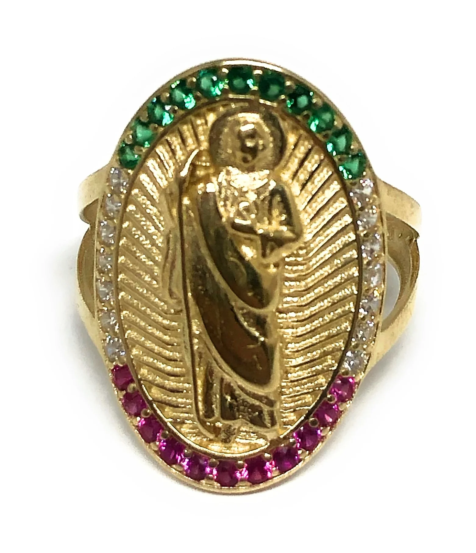 10k Solid Gold Yellow Oval CZ Saan Judas Ring