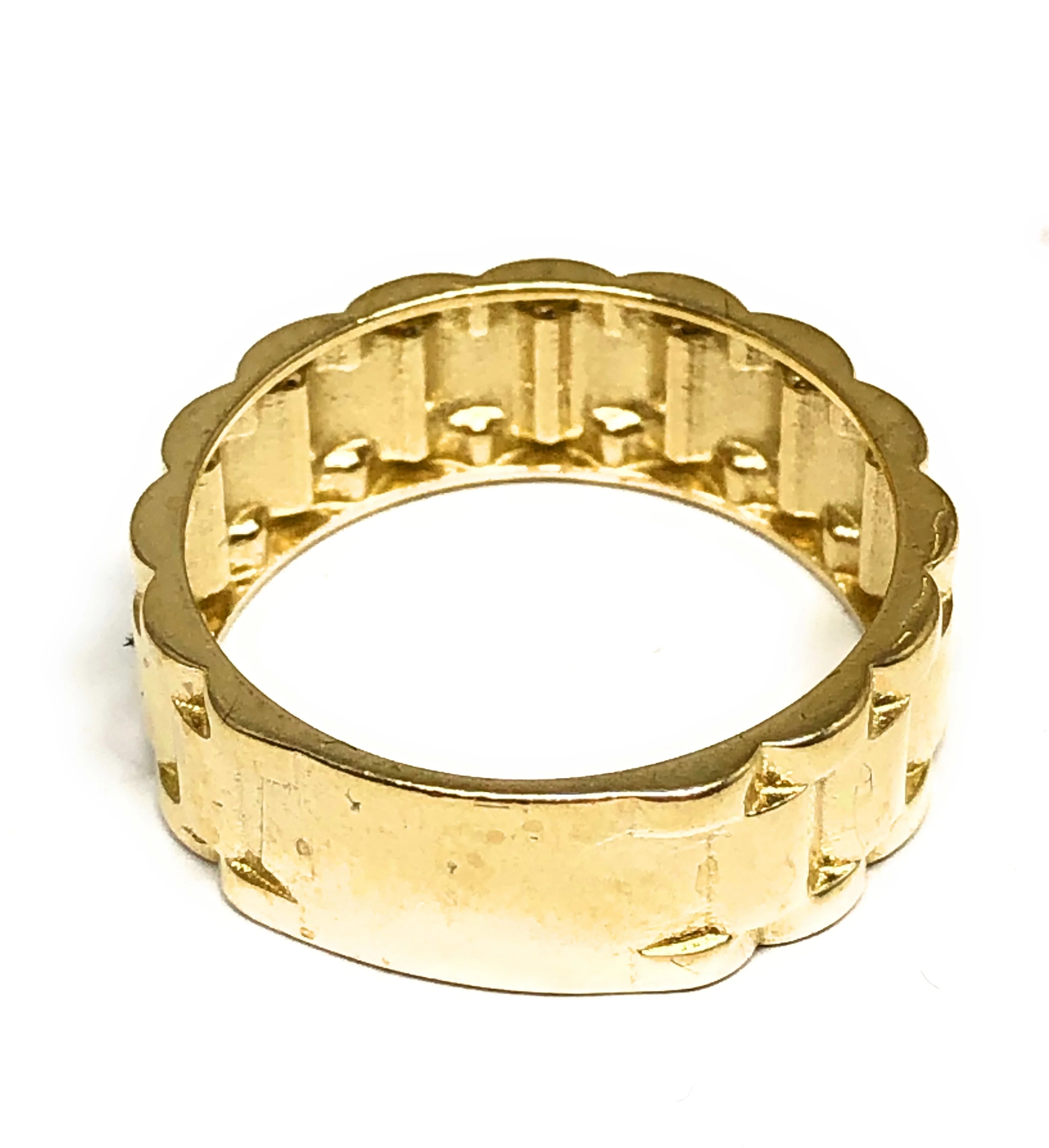 10k Solid Gold Yellow Oyster "ROLEX" style Ring 7.5mm Width - Image 3