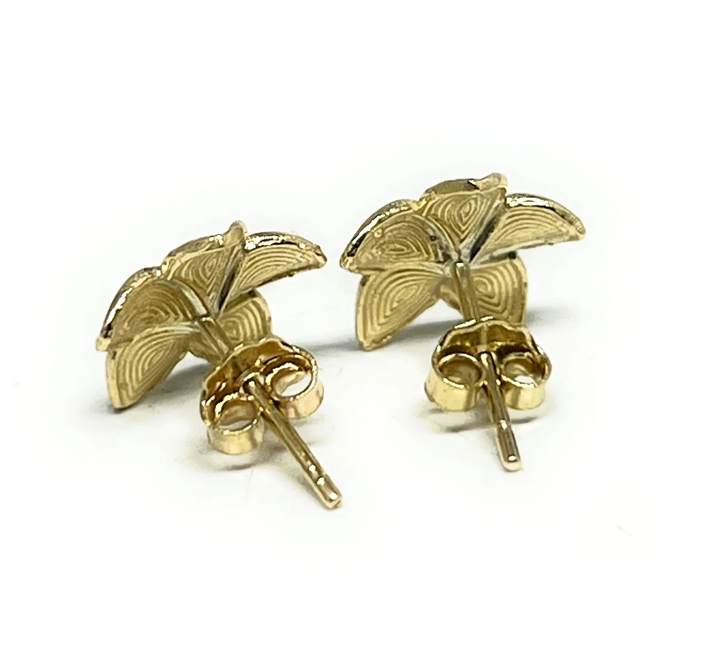 10k Solid Gold Yellow Plumeria Flower Small Earrings (SM, MED) - Image 4