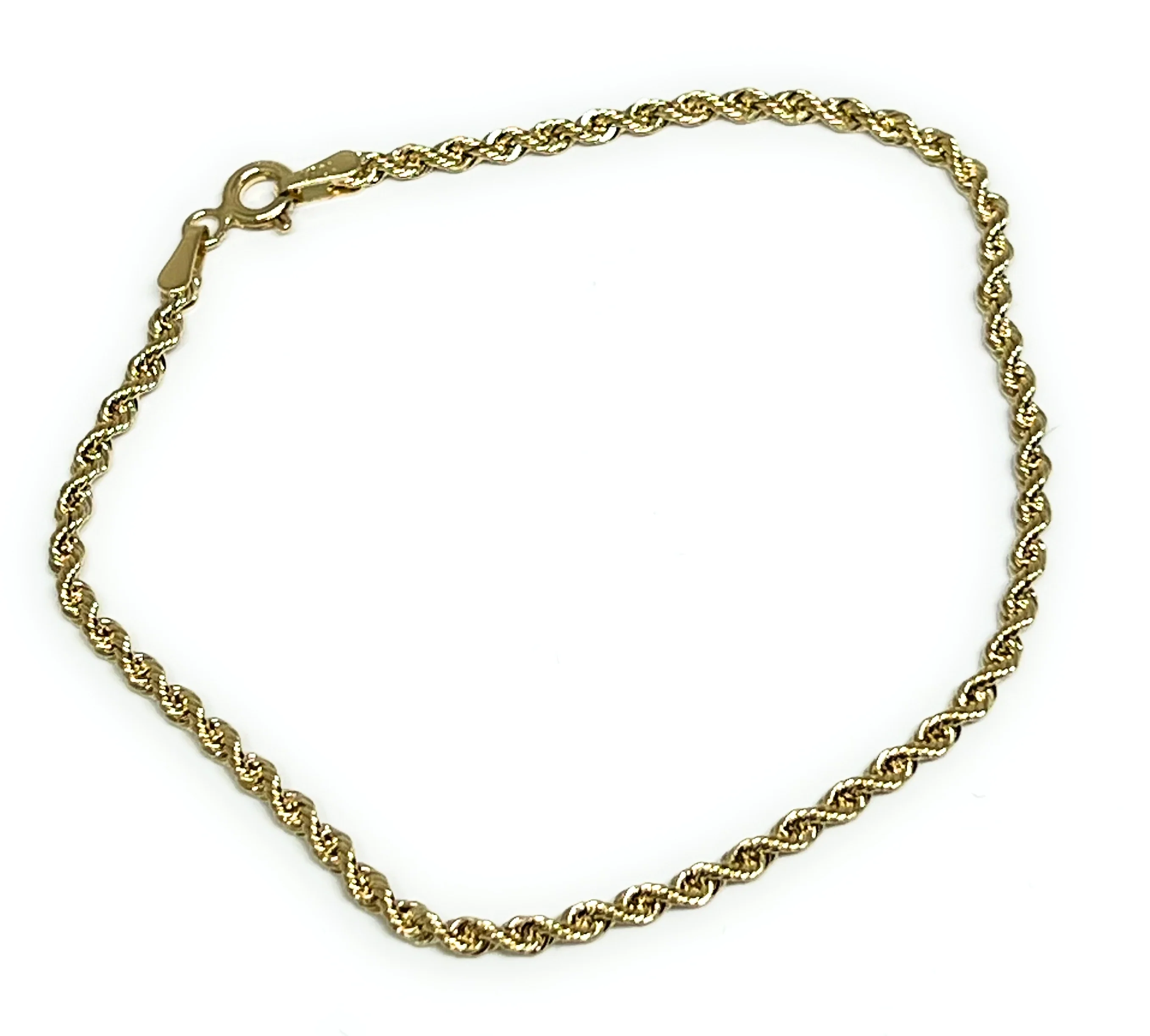 10k Solid Gold Yellow Rope Brracelet 7-10 inch 2mm Width - Image 5