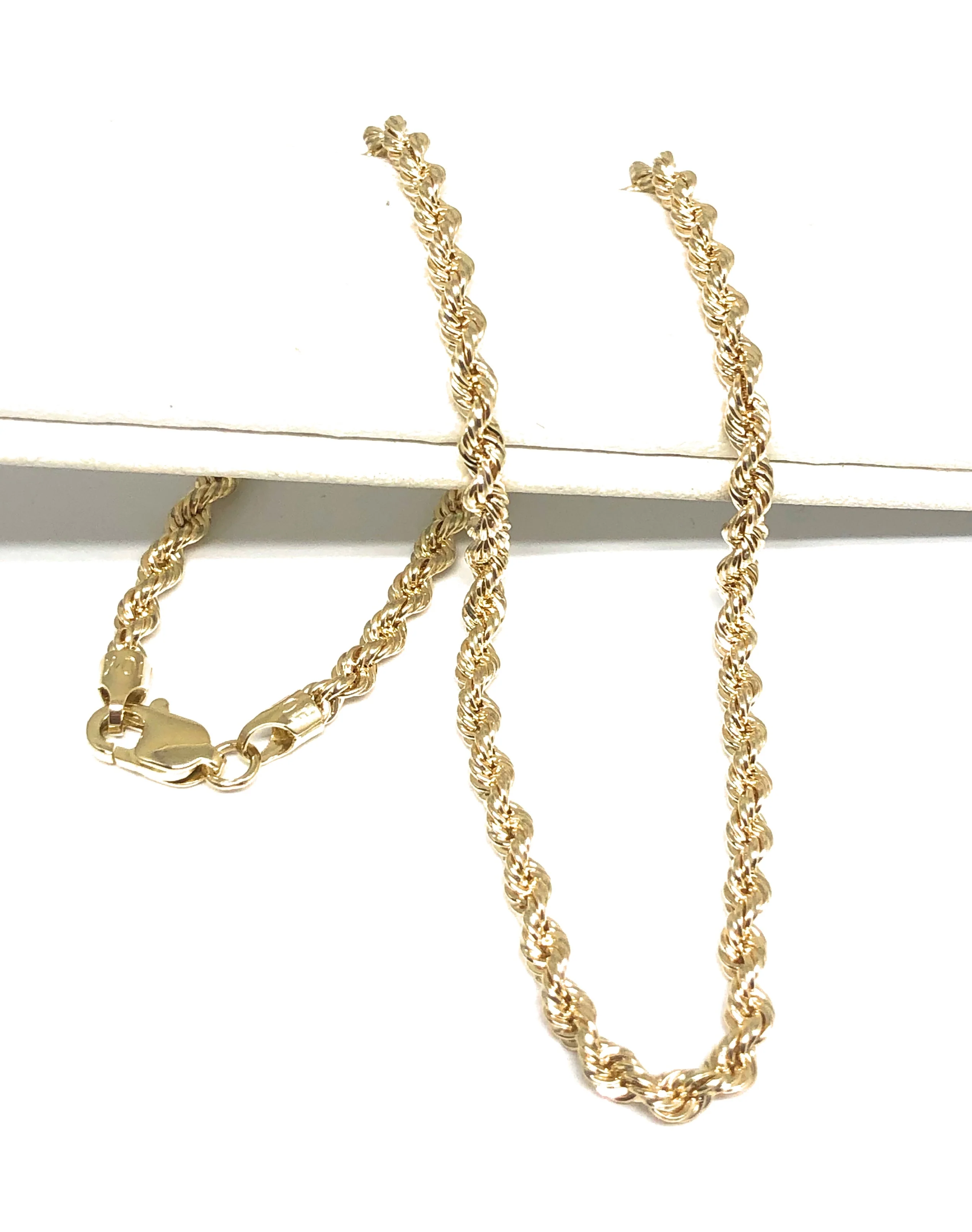 10k Solid Gold Yellow Rope Brracelet 7-11 inch 2.9mm Width (SEMI-HOLLOW STYLE)