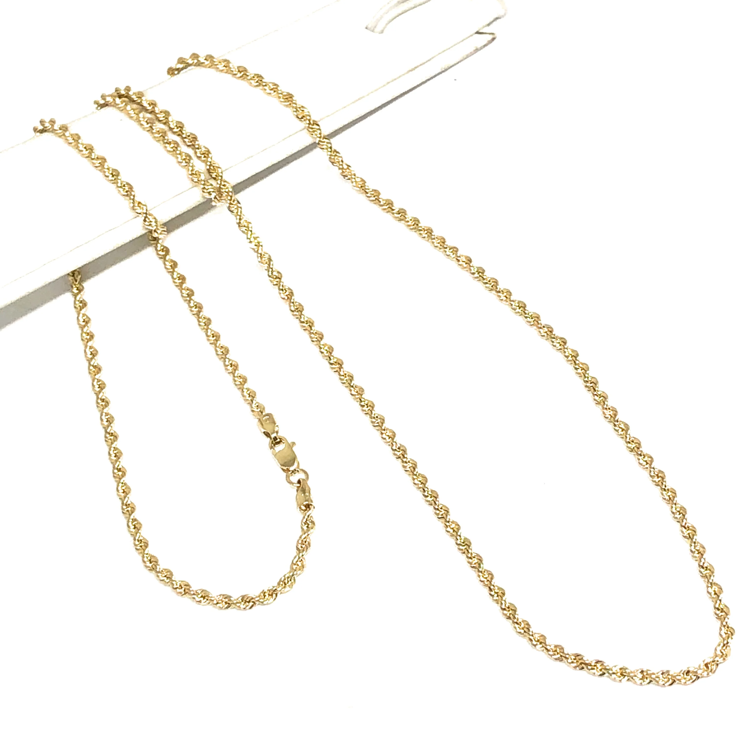 10k Solid Gold Yellow Rope Chain 16-26 inches 2.3mm (Semi-Hollow Style)