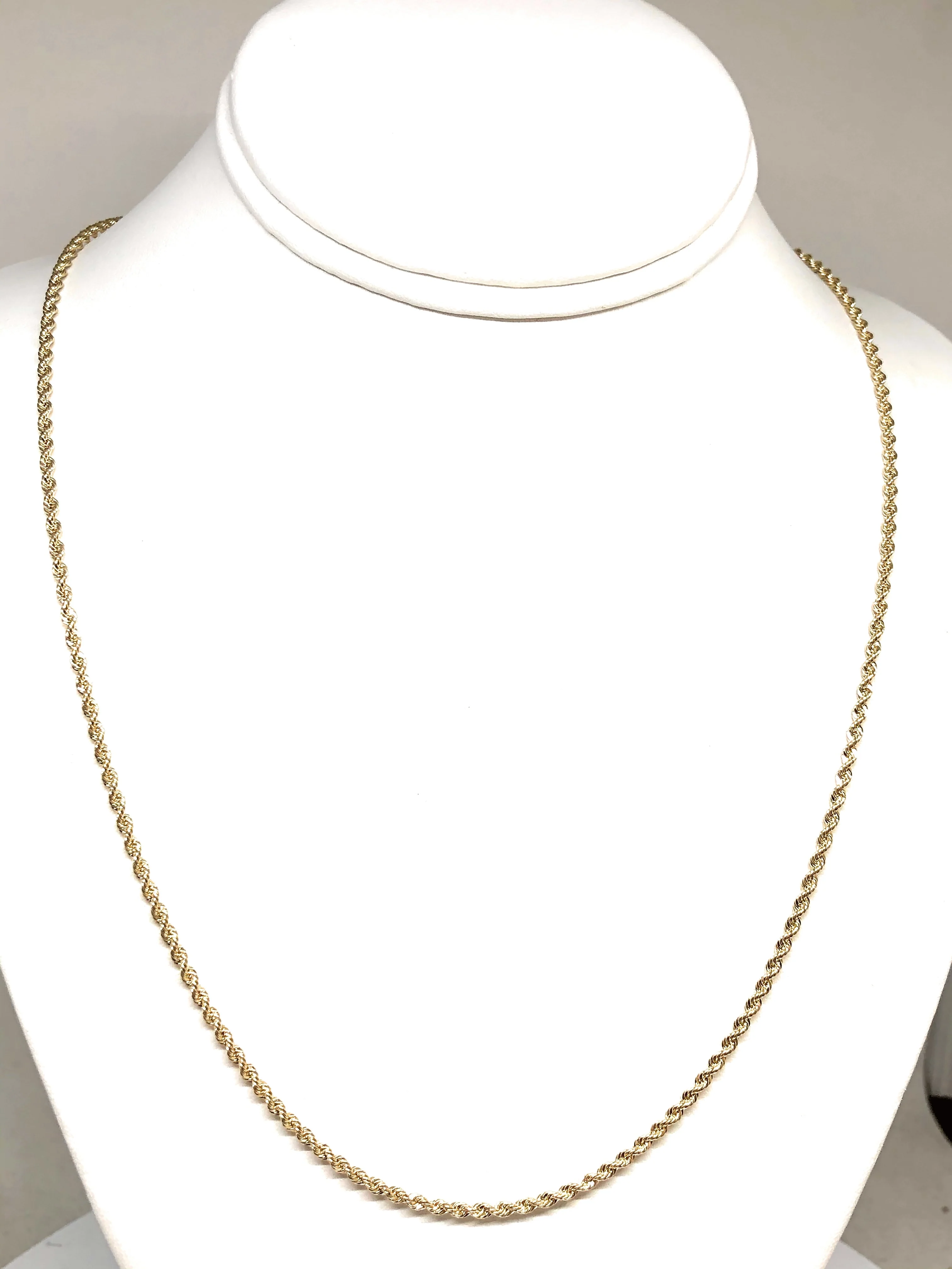 10k Solid Gold Yellow Rope Chain 16-26 inches 2.3mm (Semi-Hollow Style) - Image 4