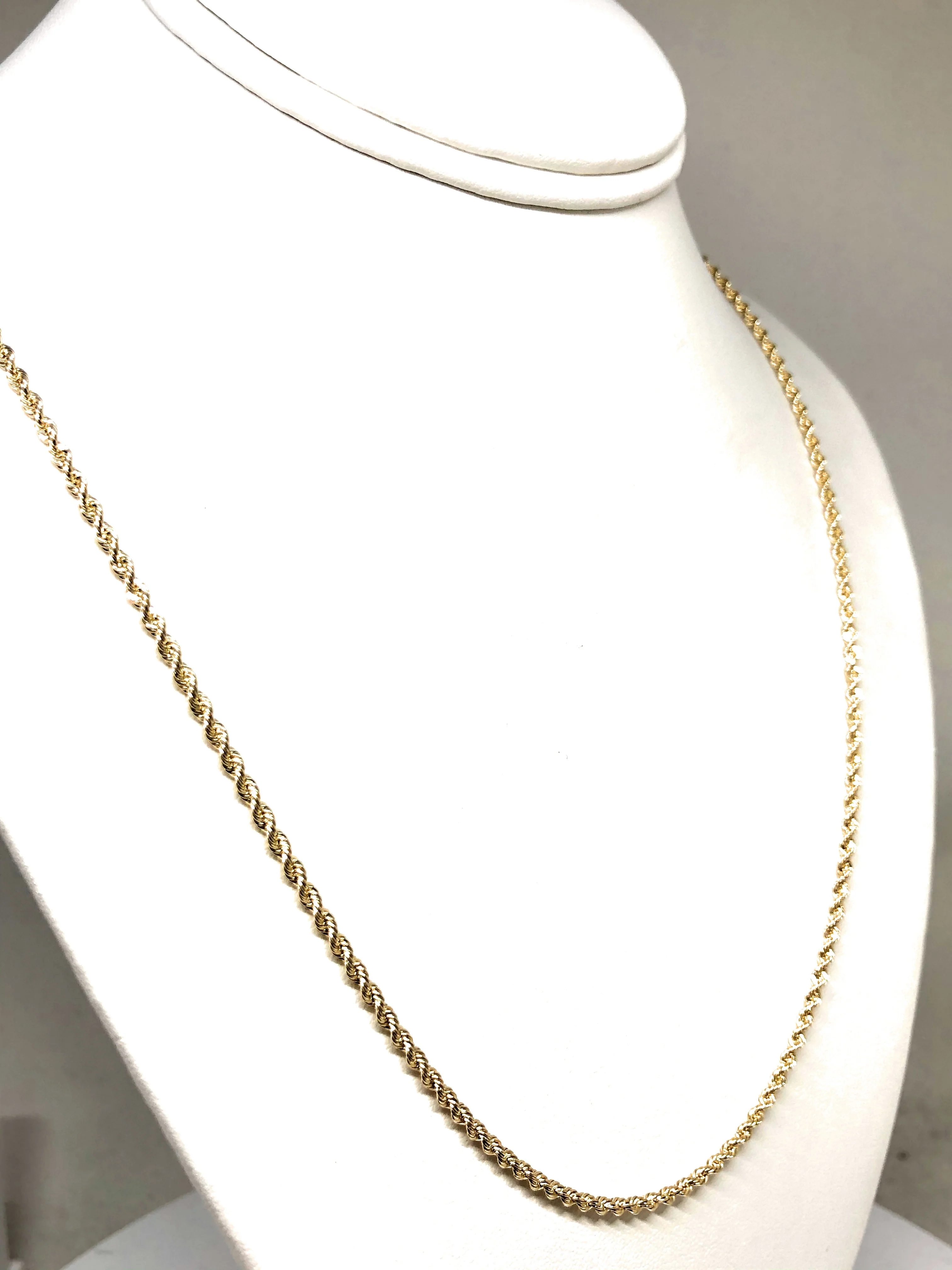 10k Solid Gold Yellow Rope Chain 16-26 inches 2.3mm (Semi-Hollow Style) - Image 5