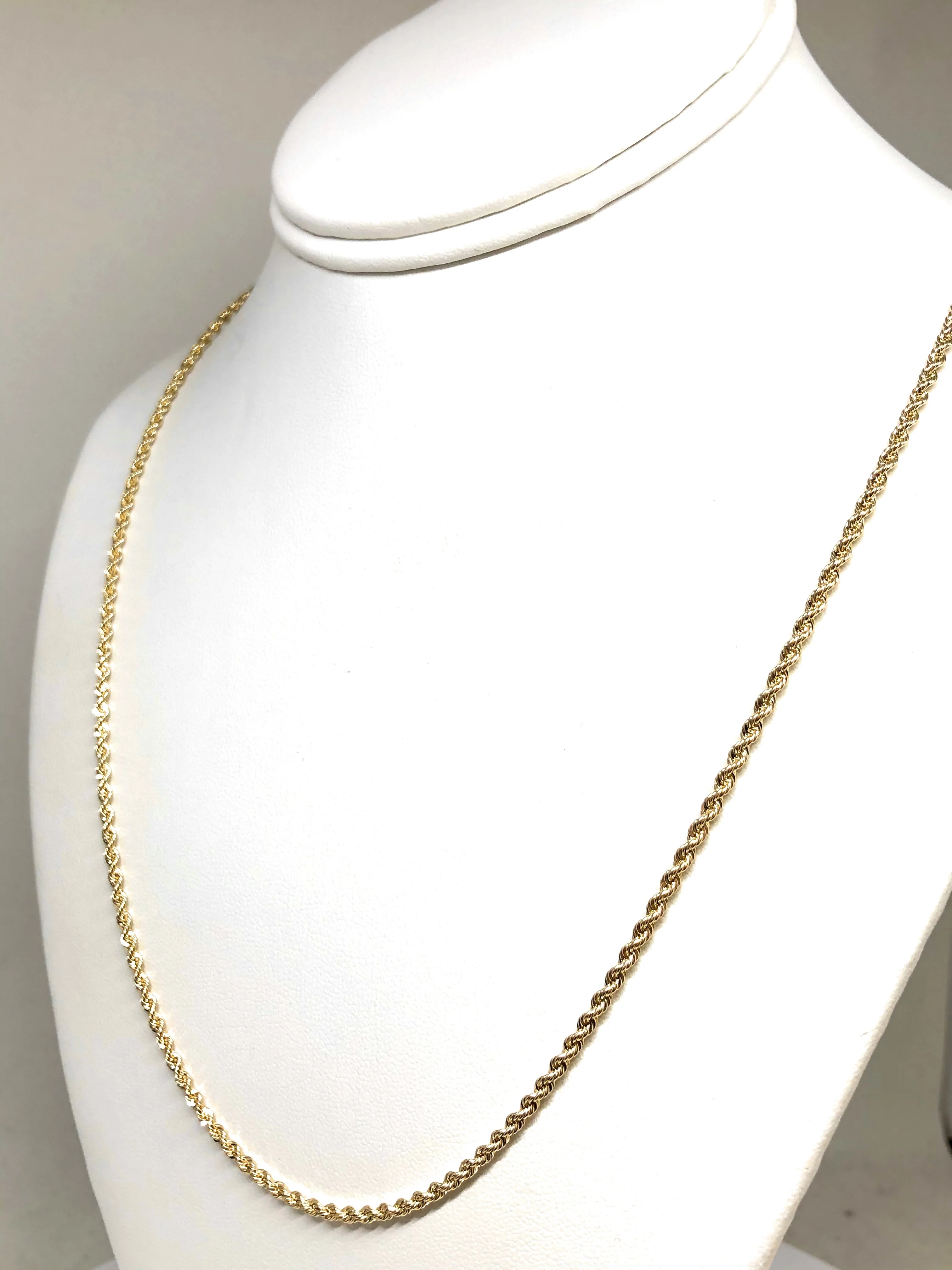 10k Solid Gold Yellow Rope Chain 16-26 inches 2.3mm (Semi-Hollow Style) - Image 6