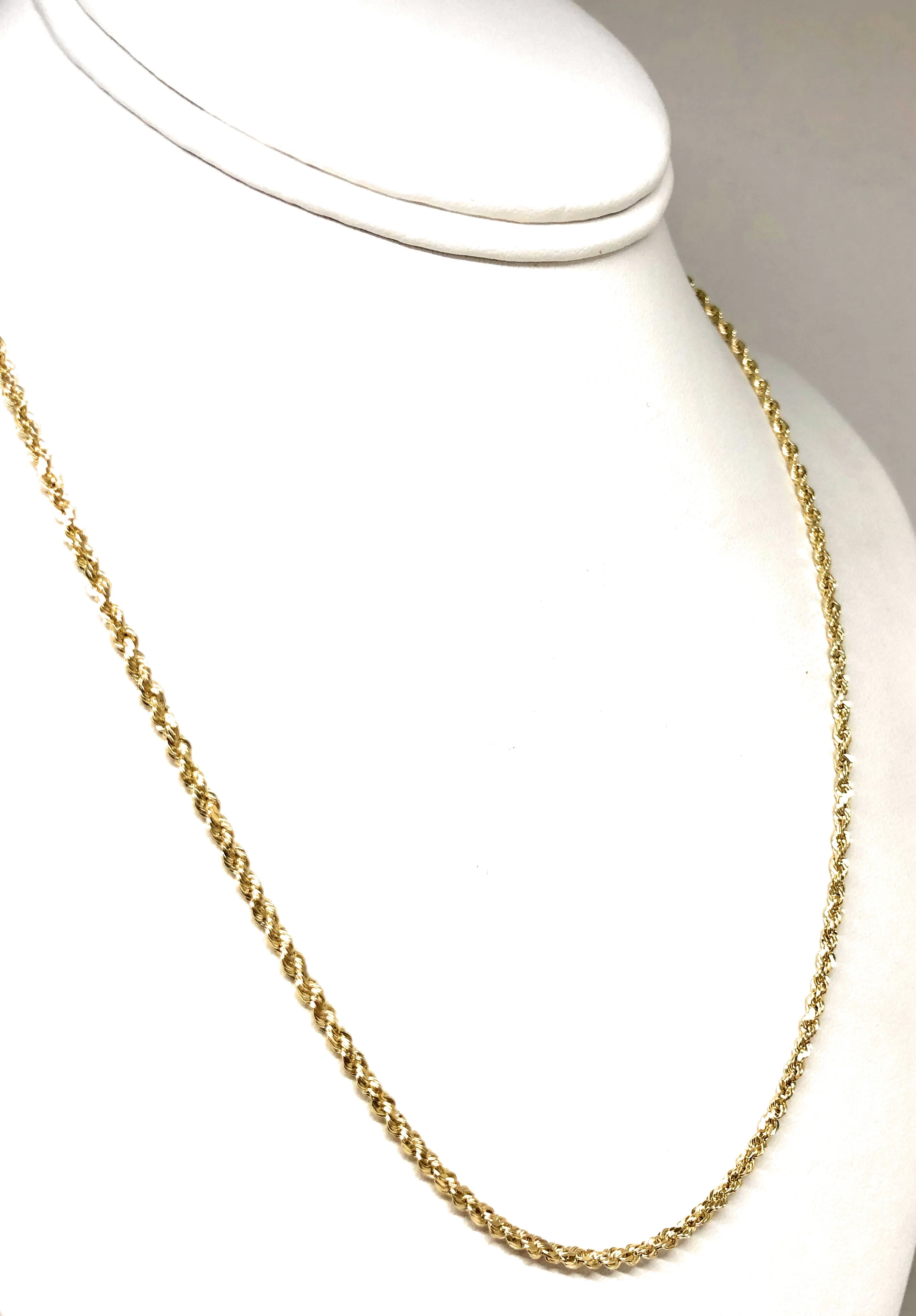 10k Solid Gold Yellow Rope Chain 18,20,22,24 inches 2.5mm (Semi-Hollow Style) - Image 6