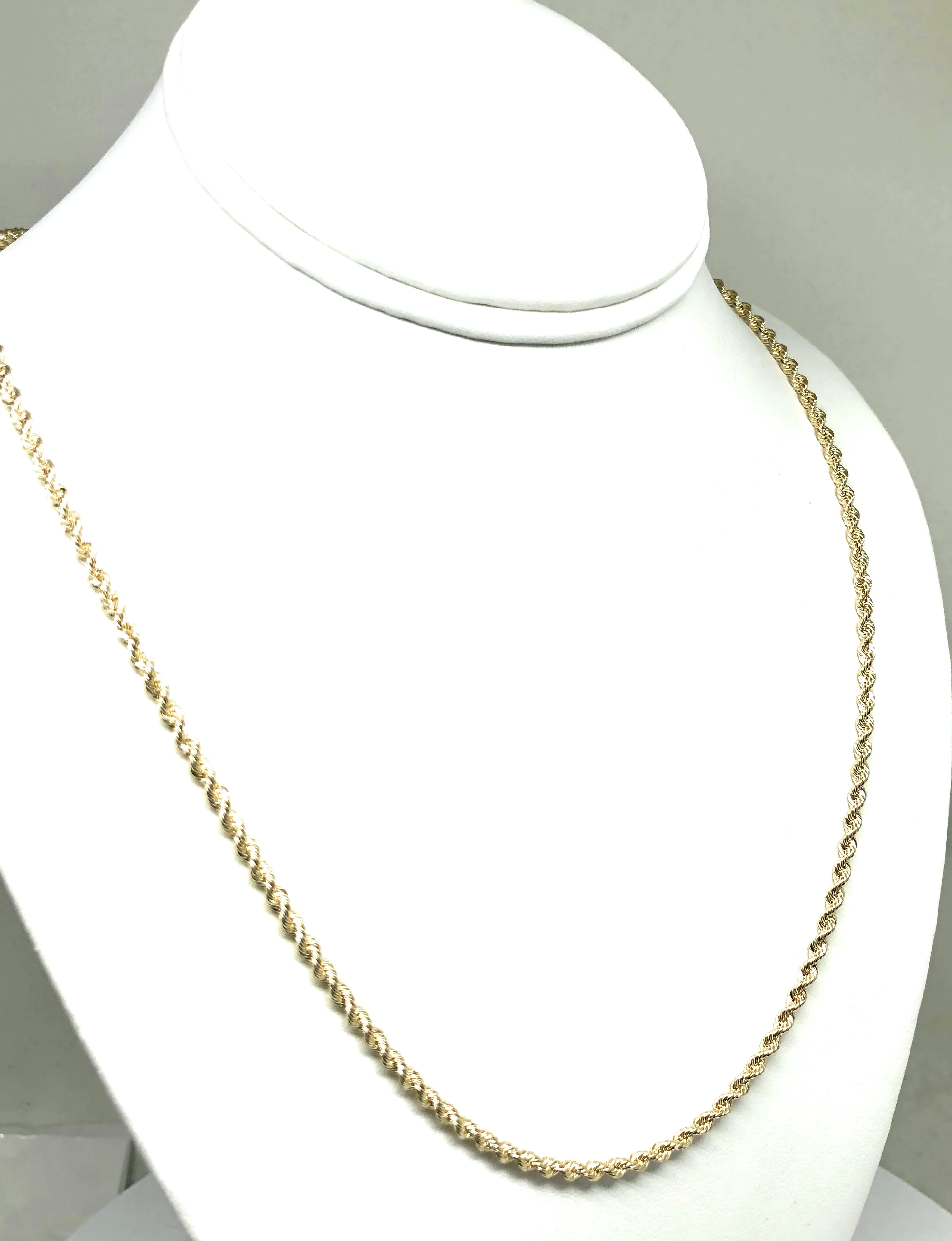 10k Solid Gold Yellow Rope Chain 18-26 inches 2.9mm (Semi-Hollow Style) - Image 6