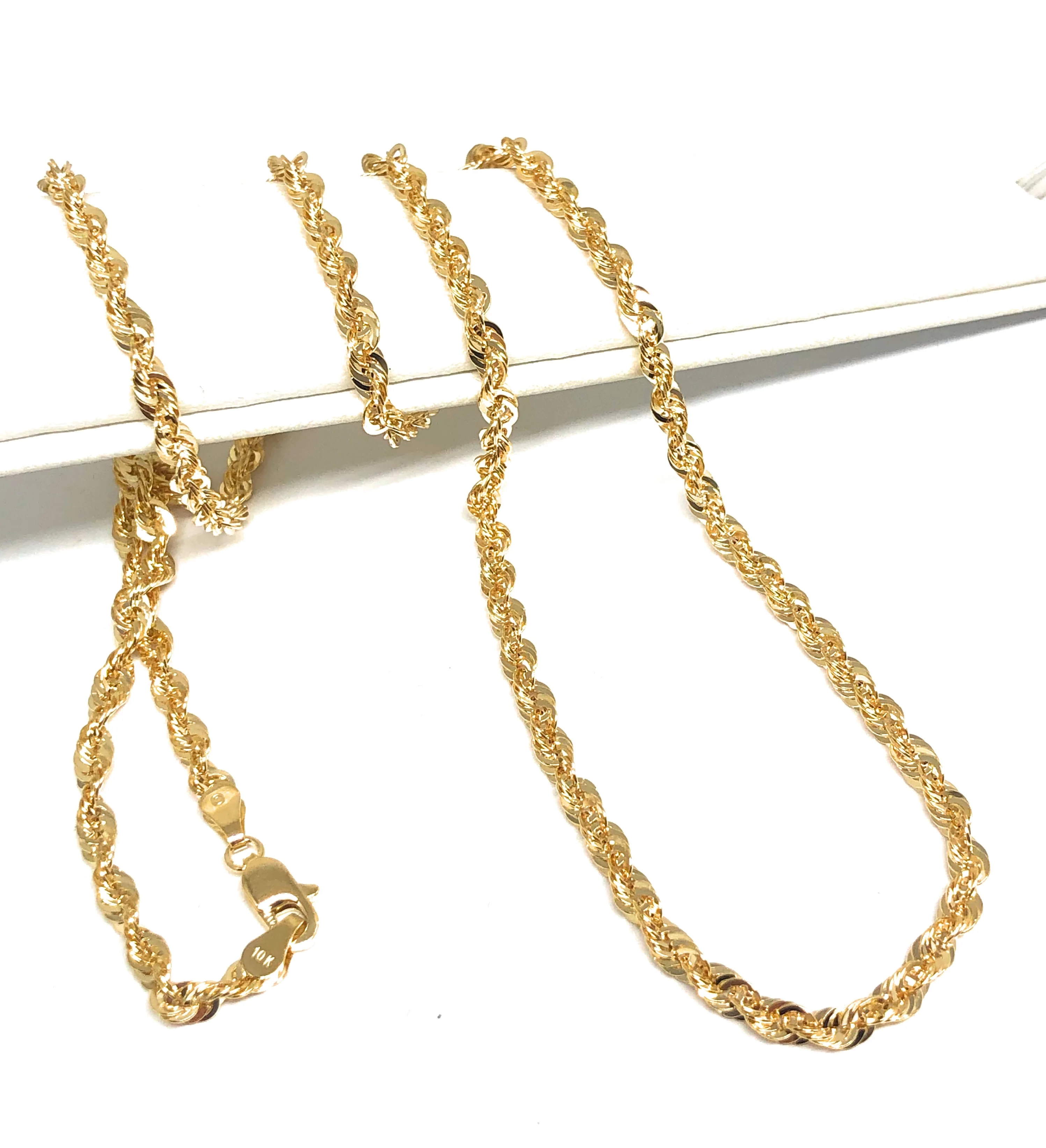 10k Solid Gold Yellow Rope Chain 18-30 inches 3.3mm (Semi-Hollow Style) - Image 4