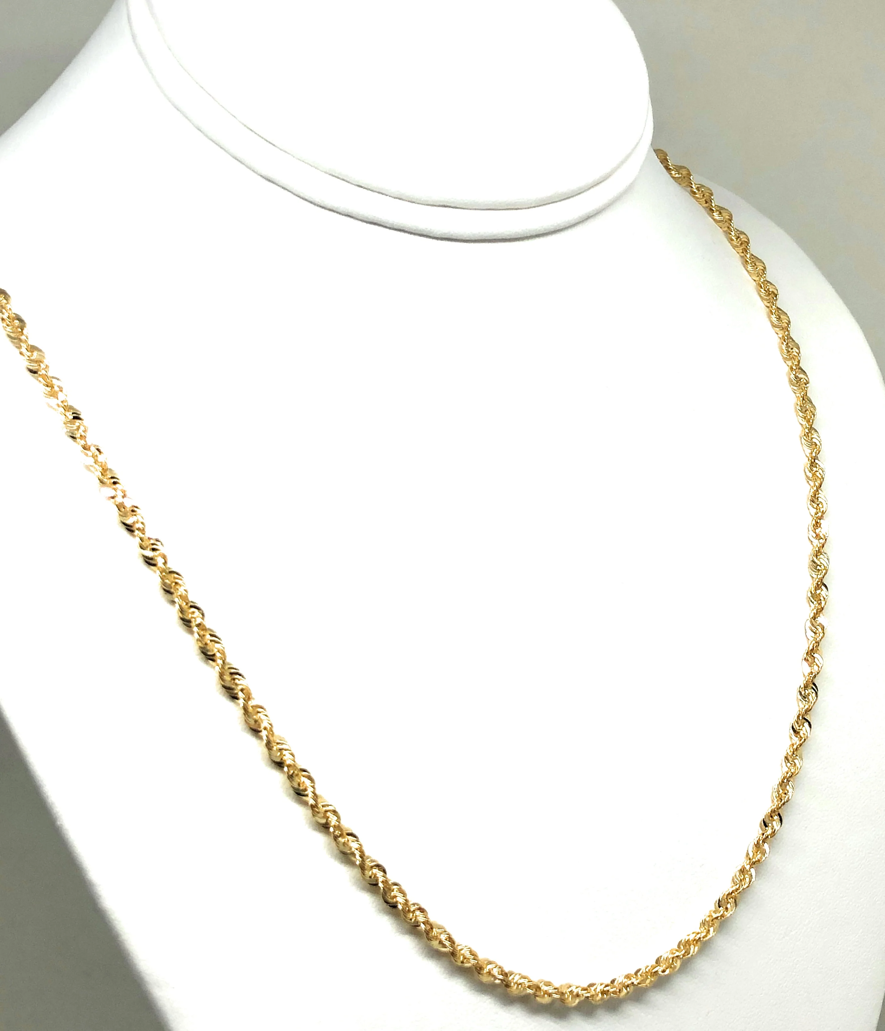10k Solid Gold Yellow Rope Chain 18-30 inches 3.3mm (Semi-Hollow Style) - Image 6