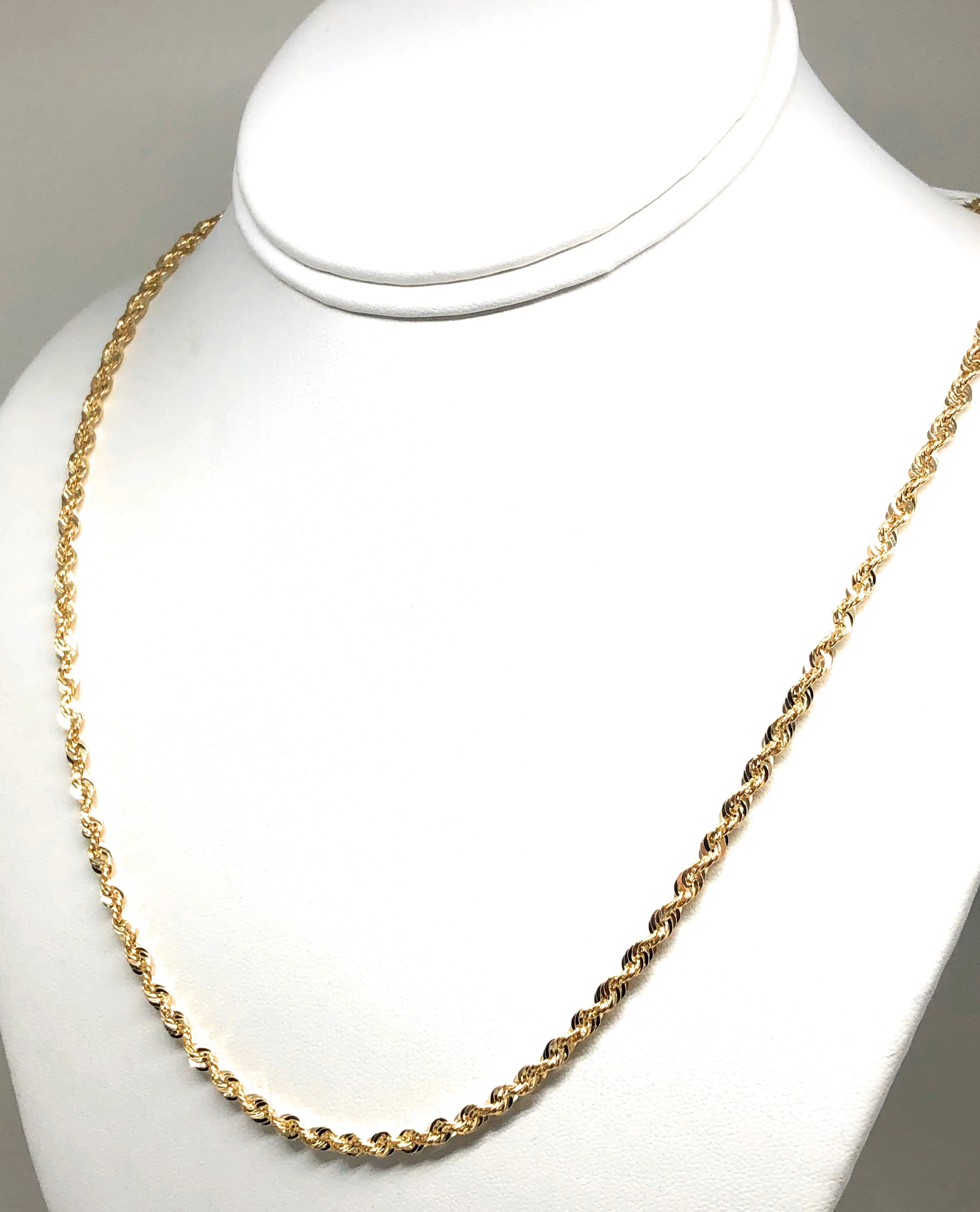 10k Solid Gold Yellow Rope Chain 18-30 inches 3.3mm (Semi-Hollow Style) - Image 7