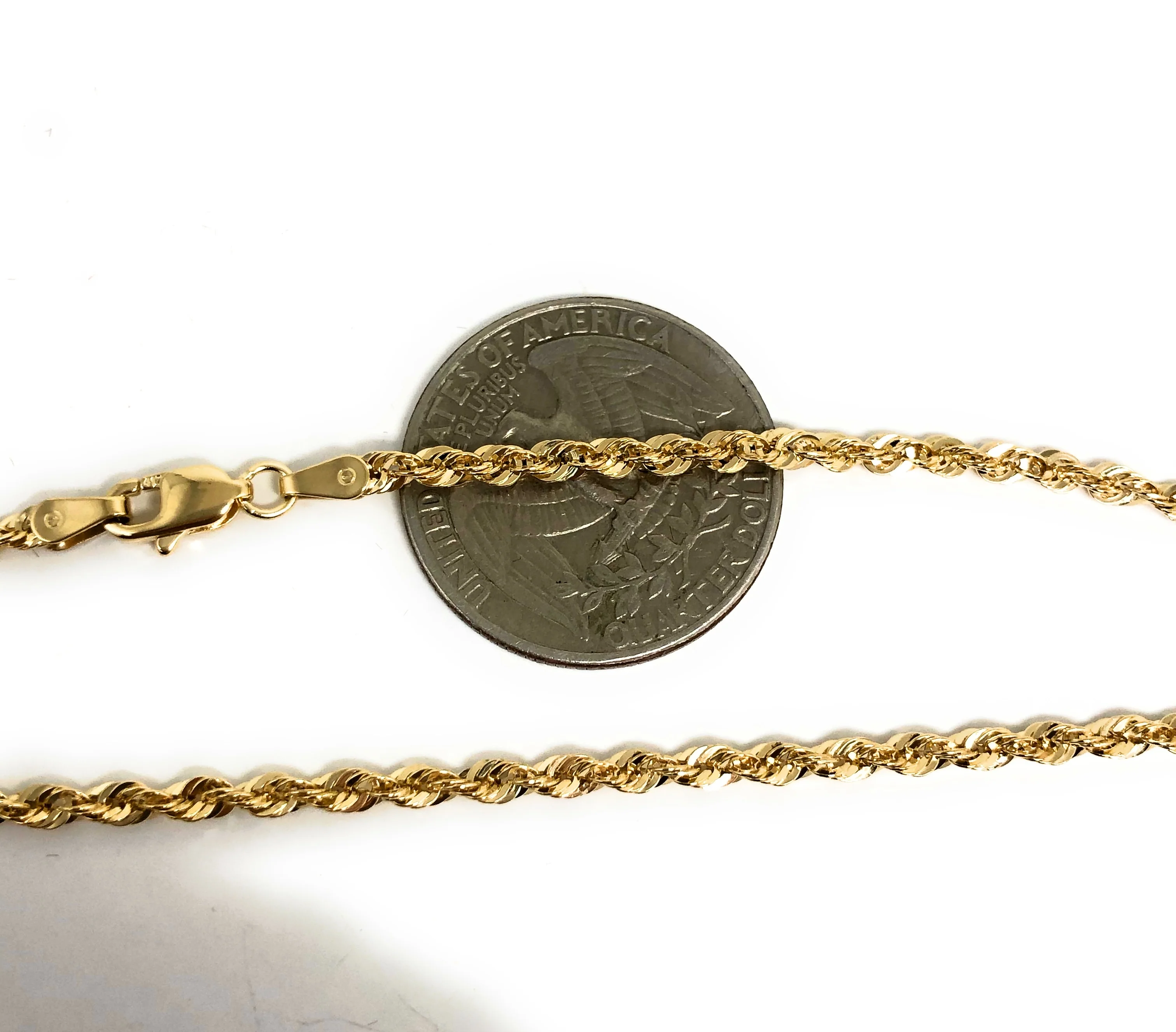 10k Solid Gold Yellow Rope Chain 22-26 inches 2.7mm (Semi-Hollow Style) - Image 2