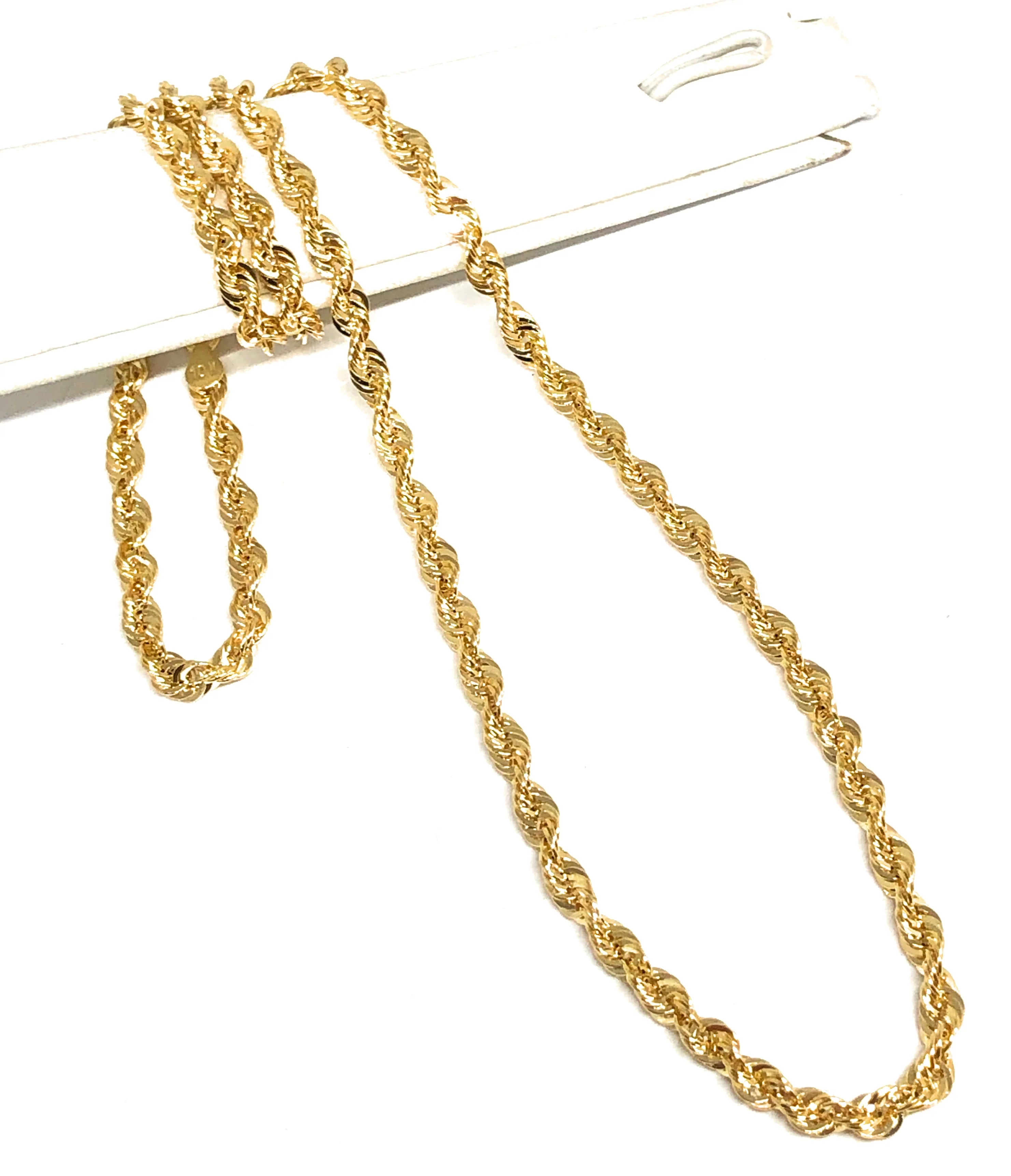 10k Solid Gold Yellow Rope Chain 22-26 inches 3.8mm (Semi-Hollow Style)