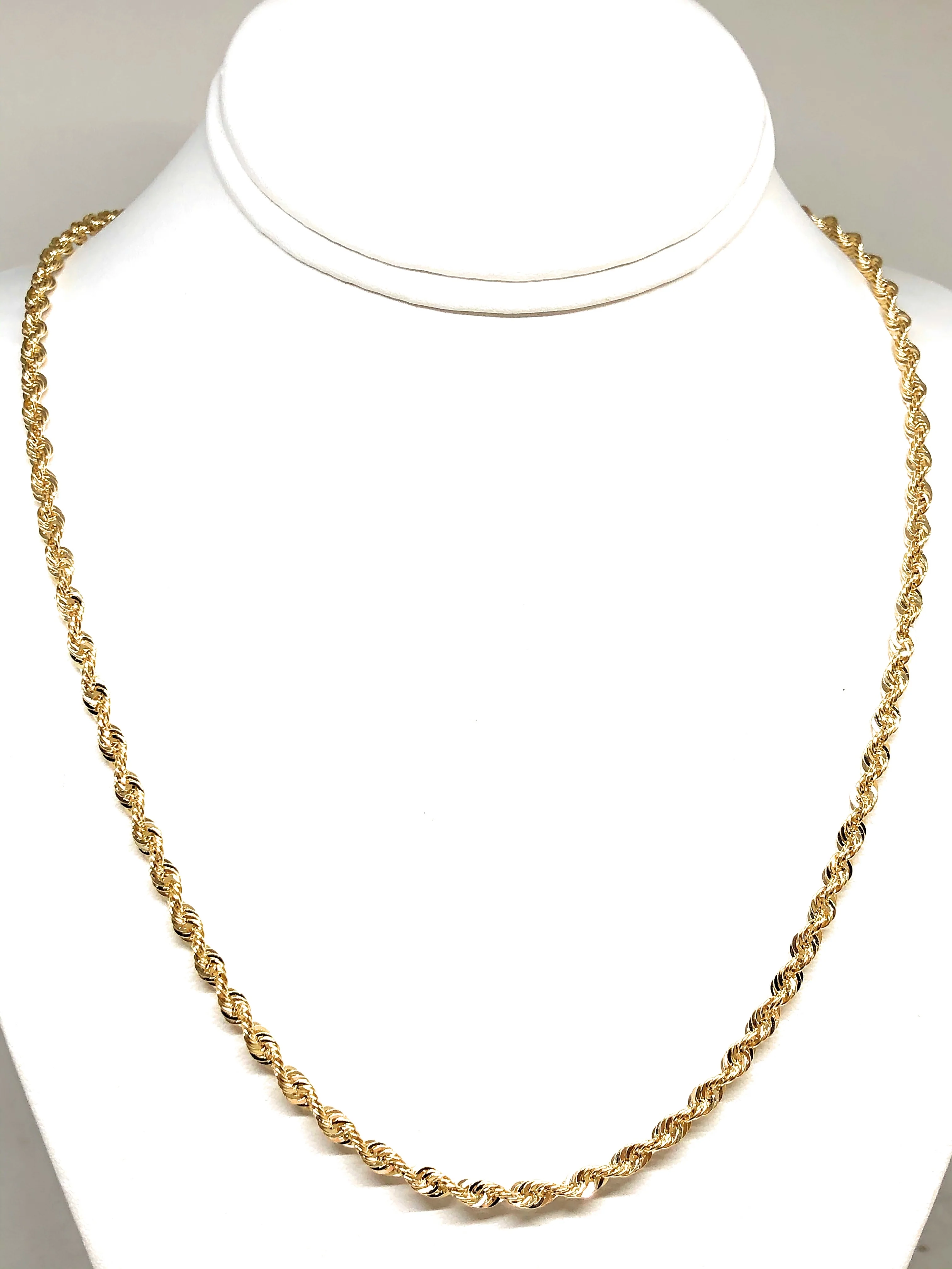 10k Solid Gold Yellow Rope Chain 22-26 inches 3.8mm (Semi-Hollow Style) - Image 4