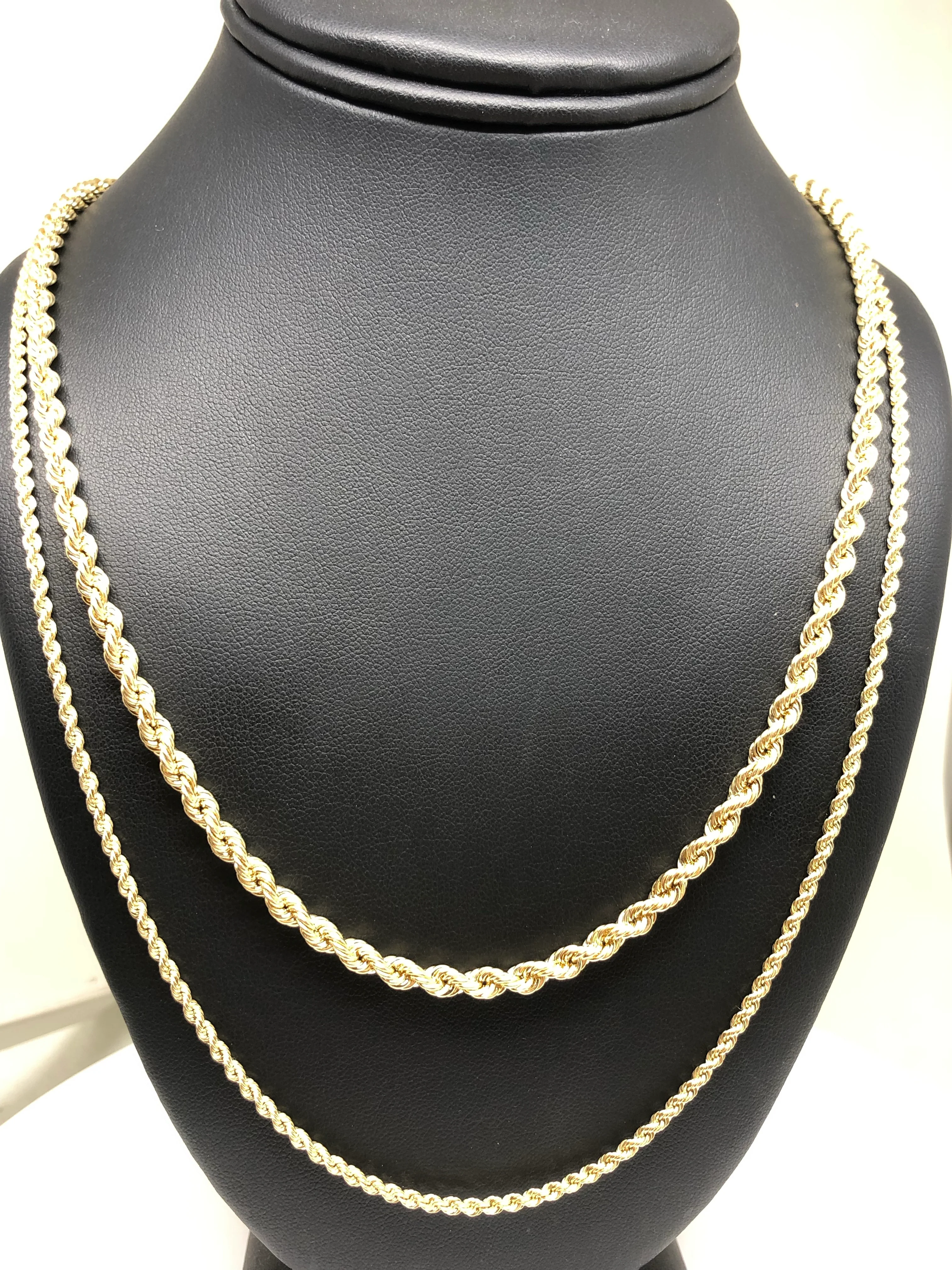 10k Solid Gold Yellow Rope Chain 24 - 26 inch | 4mm - 5mm width (Semi-Hollow Style) - Image 5