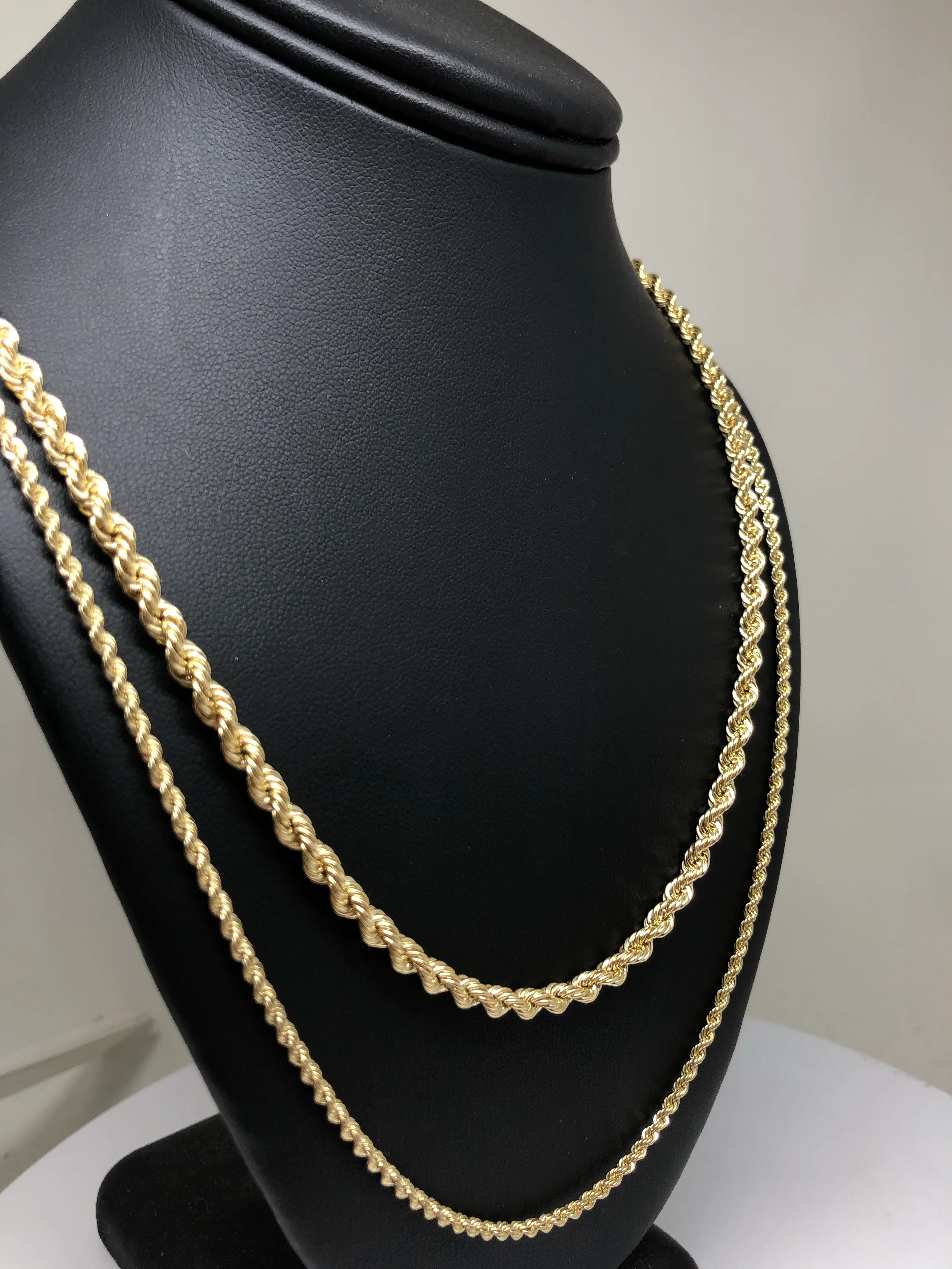 10k Solid Gold Yellow Rope Chain 24 - 26 inch | 4mm - 5mm width (Semi-Hollow Style) - Image 8