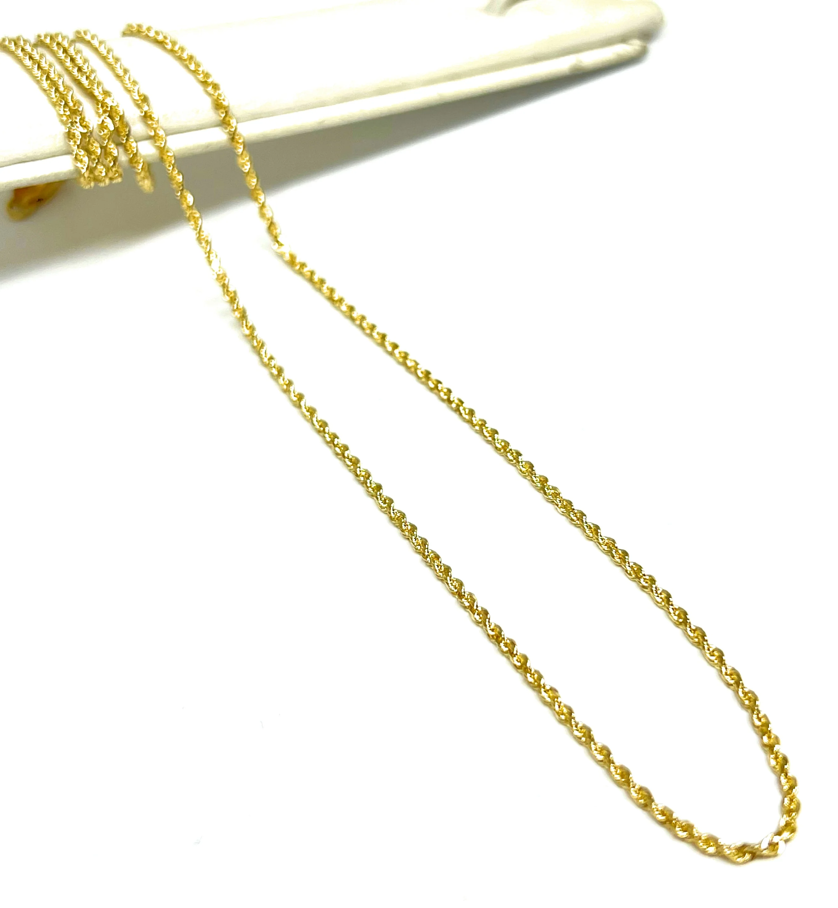 10k Solid Gold Yellow Rope THIN Chain 18-24 inches 1.5mm (Full Solid Style) (3.5-4.7g)