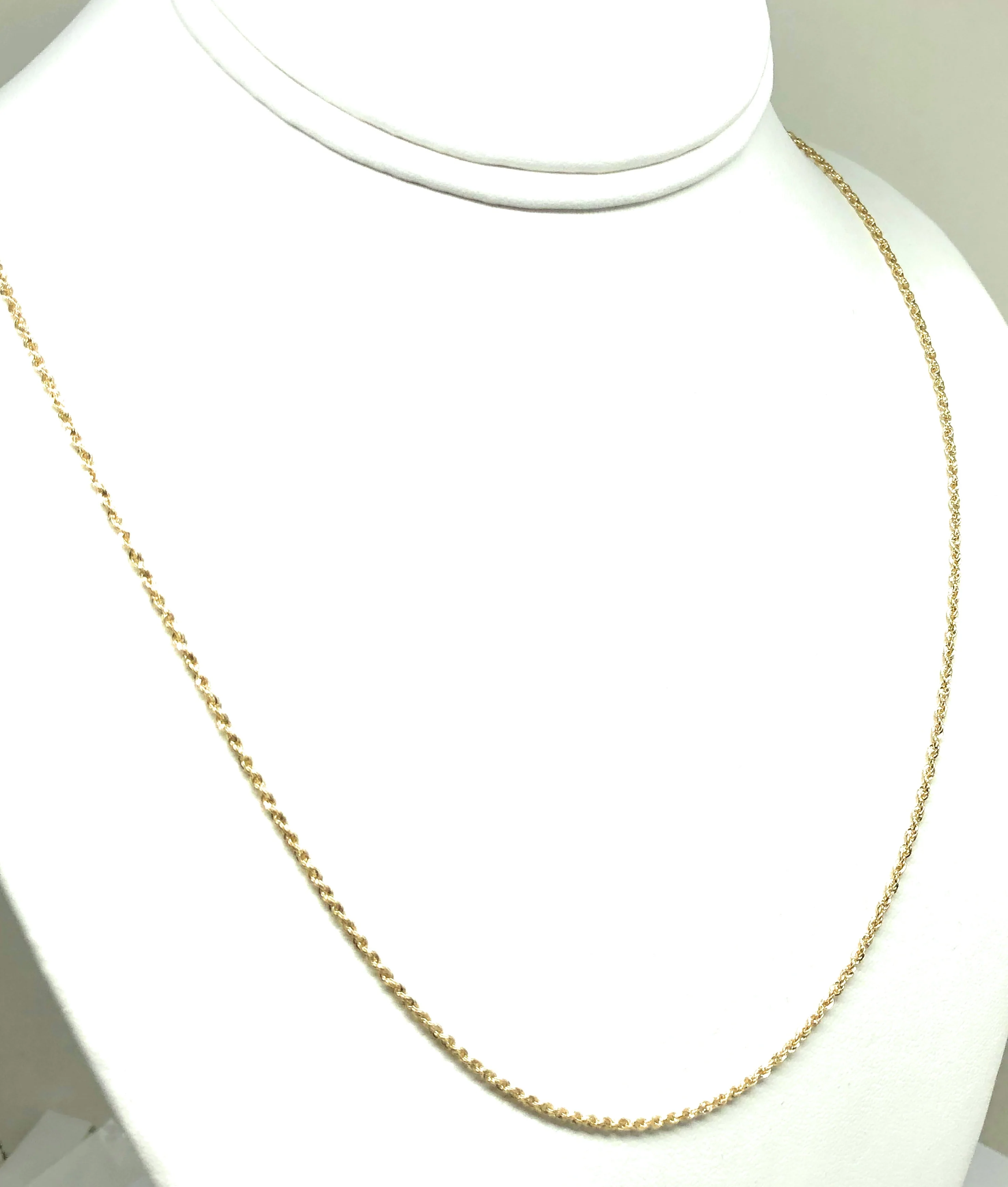 10k Solid Gold Yellow Rope VERY THIN Chain 16-24 inches 1.5mm (Semi-Hollow Style) - Image 6