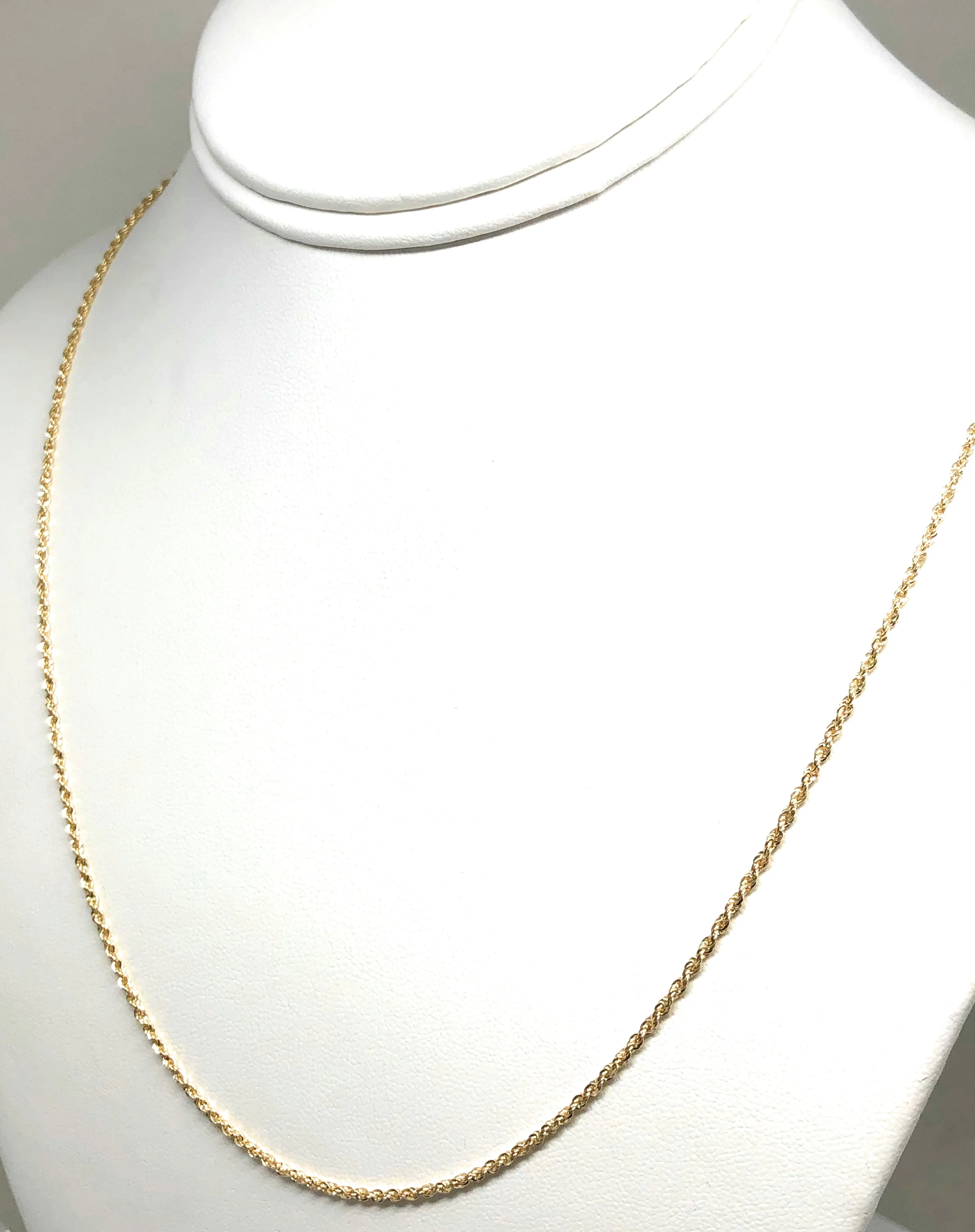 10k Solid Gold Yellow Rope VERY THIN Chain 16-24 inches 1.5mm (Semi-Hollow Style) - Image 7