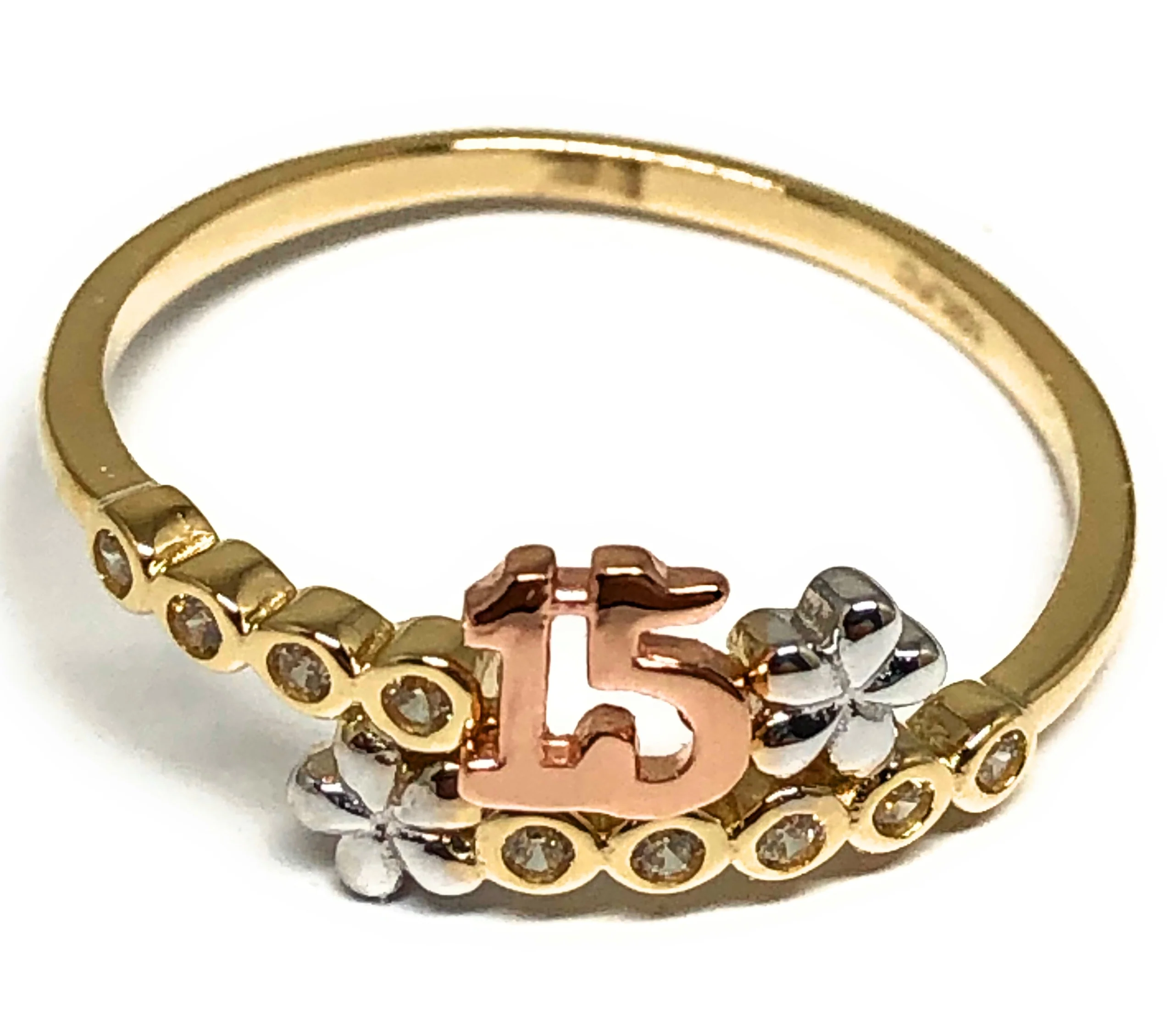 10k Solid Gold Yellow & Rose Gold 15 Años Ring (FC 84)