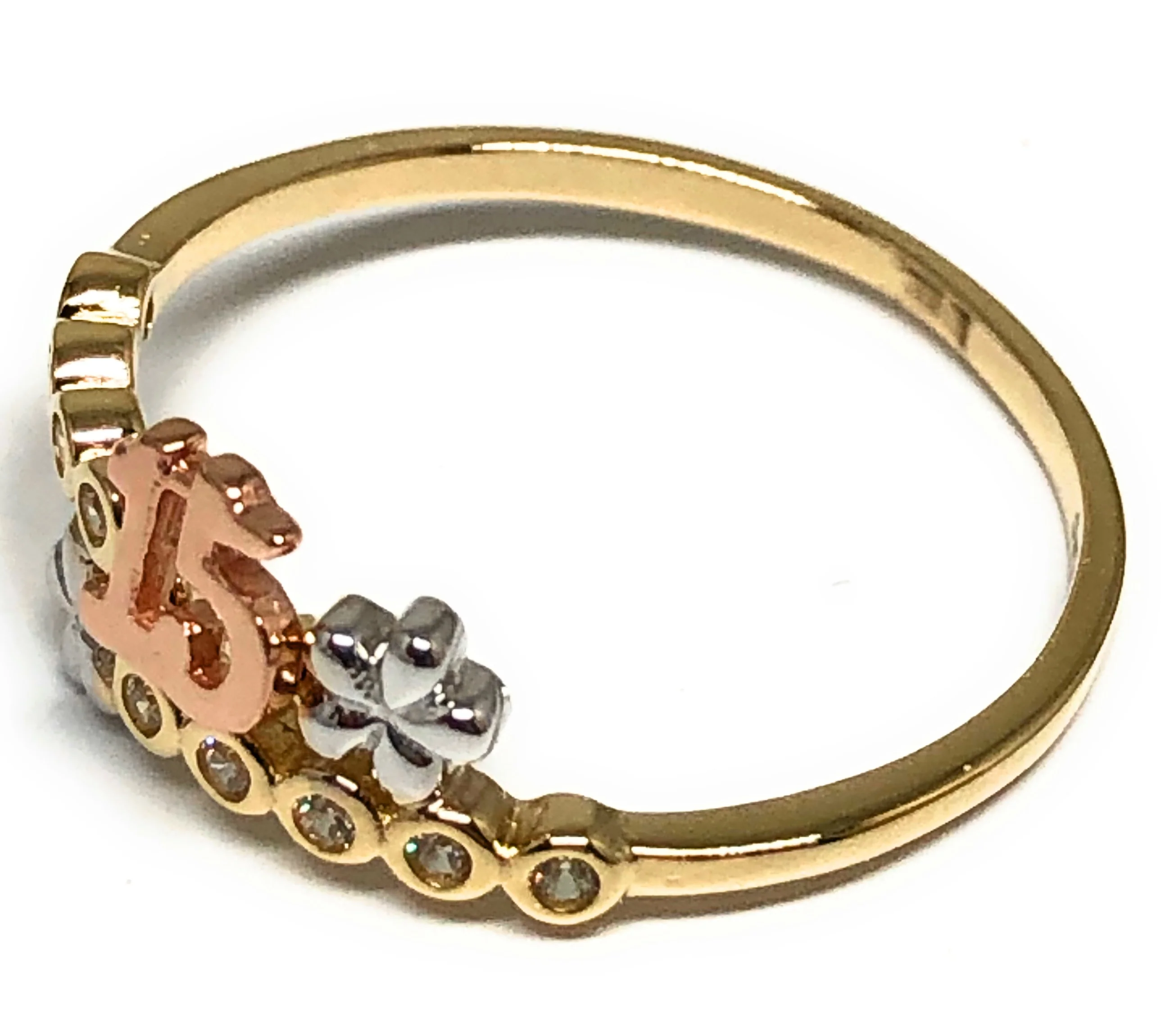 10k Solid Gold Yellow & Rose Gold 15 Años Ring (FC 84) - Image 2