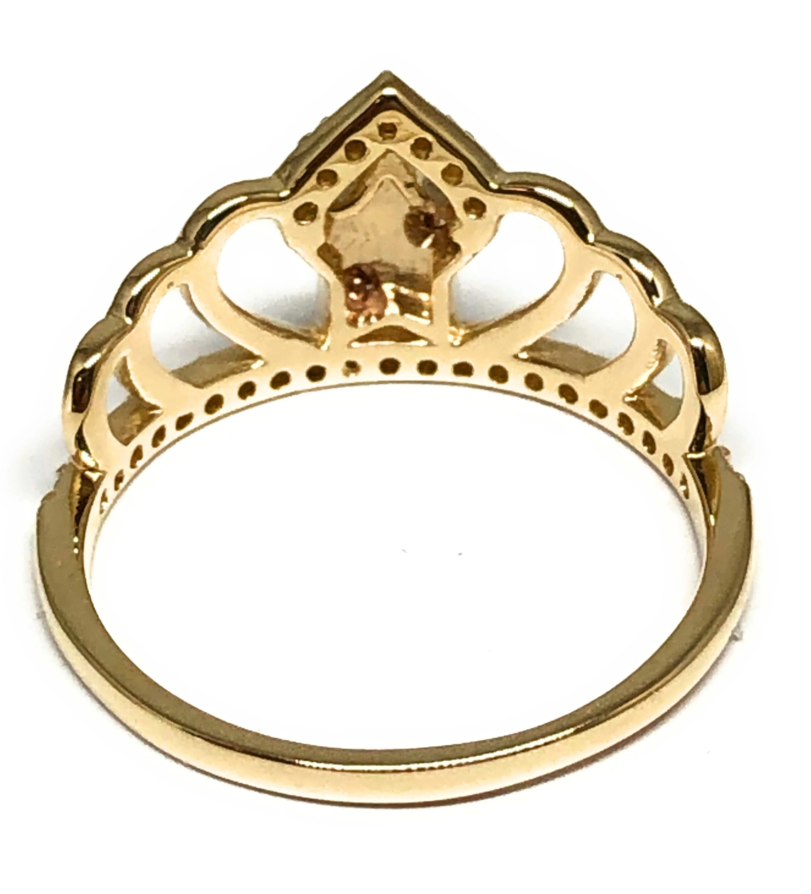 10k Solid Gold Yellow & Rose Gold Crown CZ Mis 15 Años Ring (FC 83) - Image 3