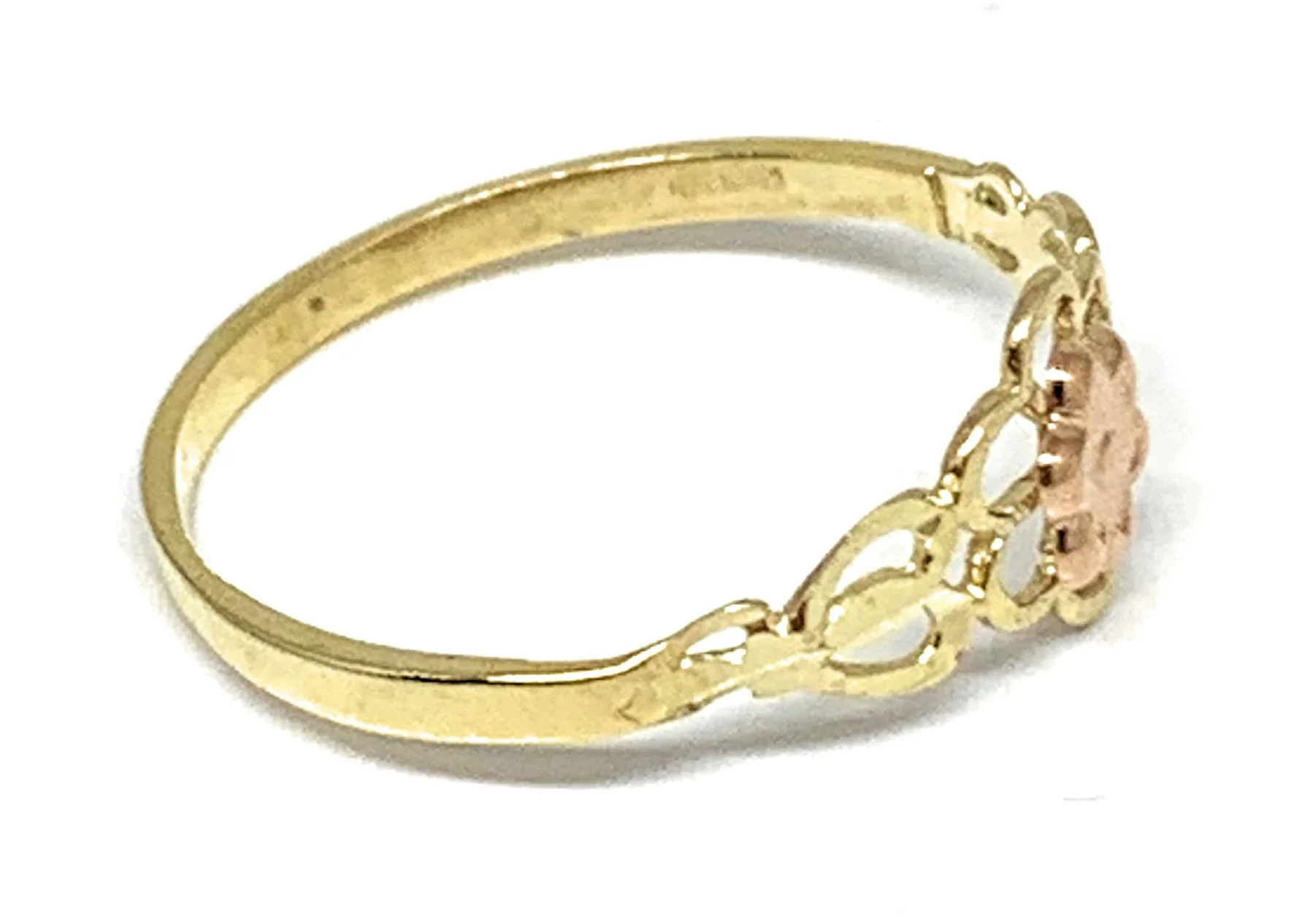 10k Solid Gold Yellow & Rose Gold Flower Ring - Image 2