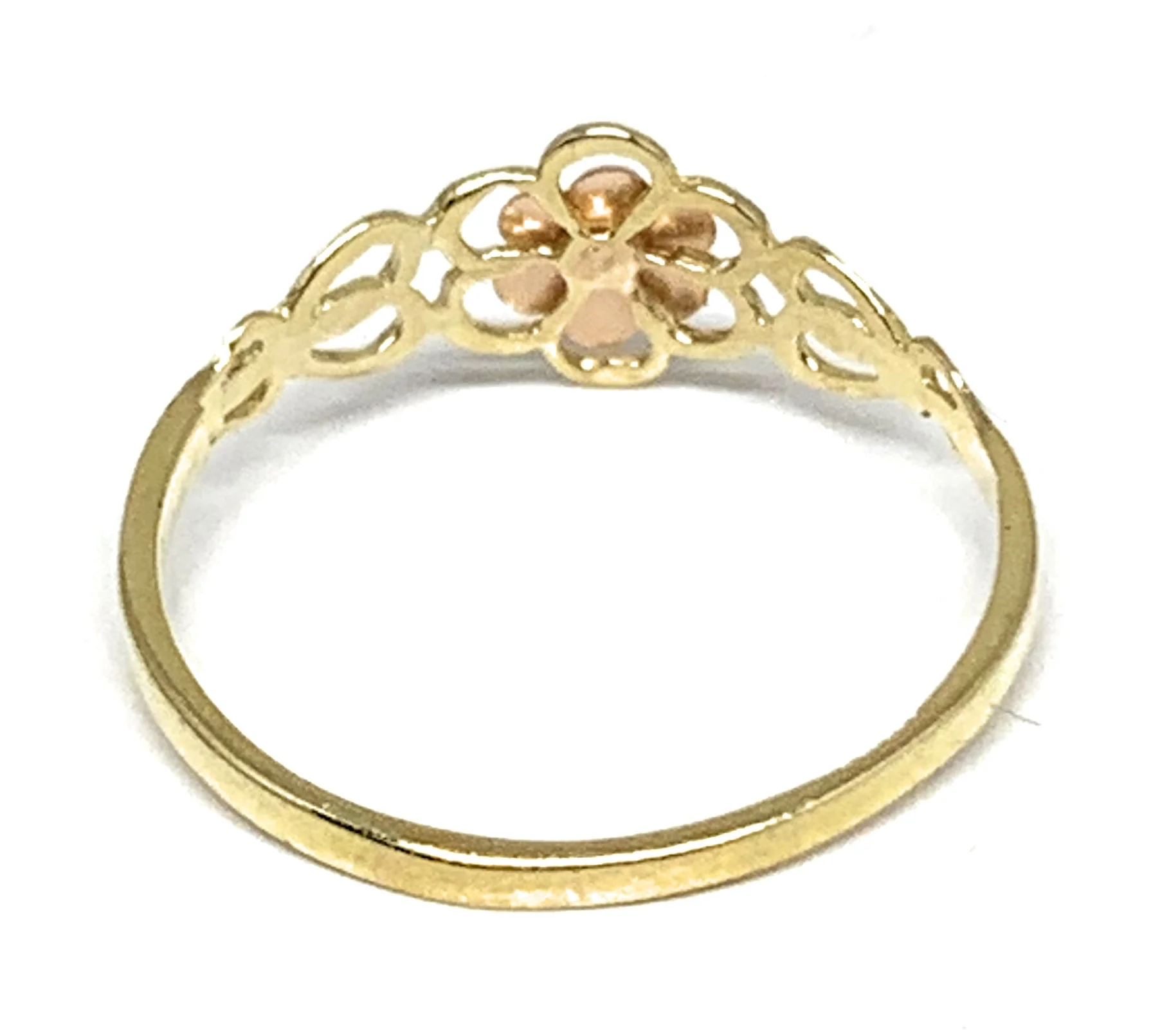 10k Solid Gold Yellow & Rose Gold Flower Ring - Image 3