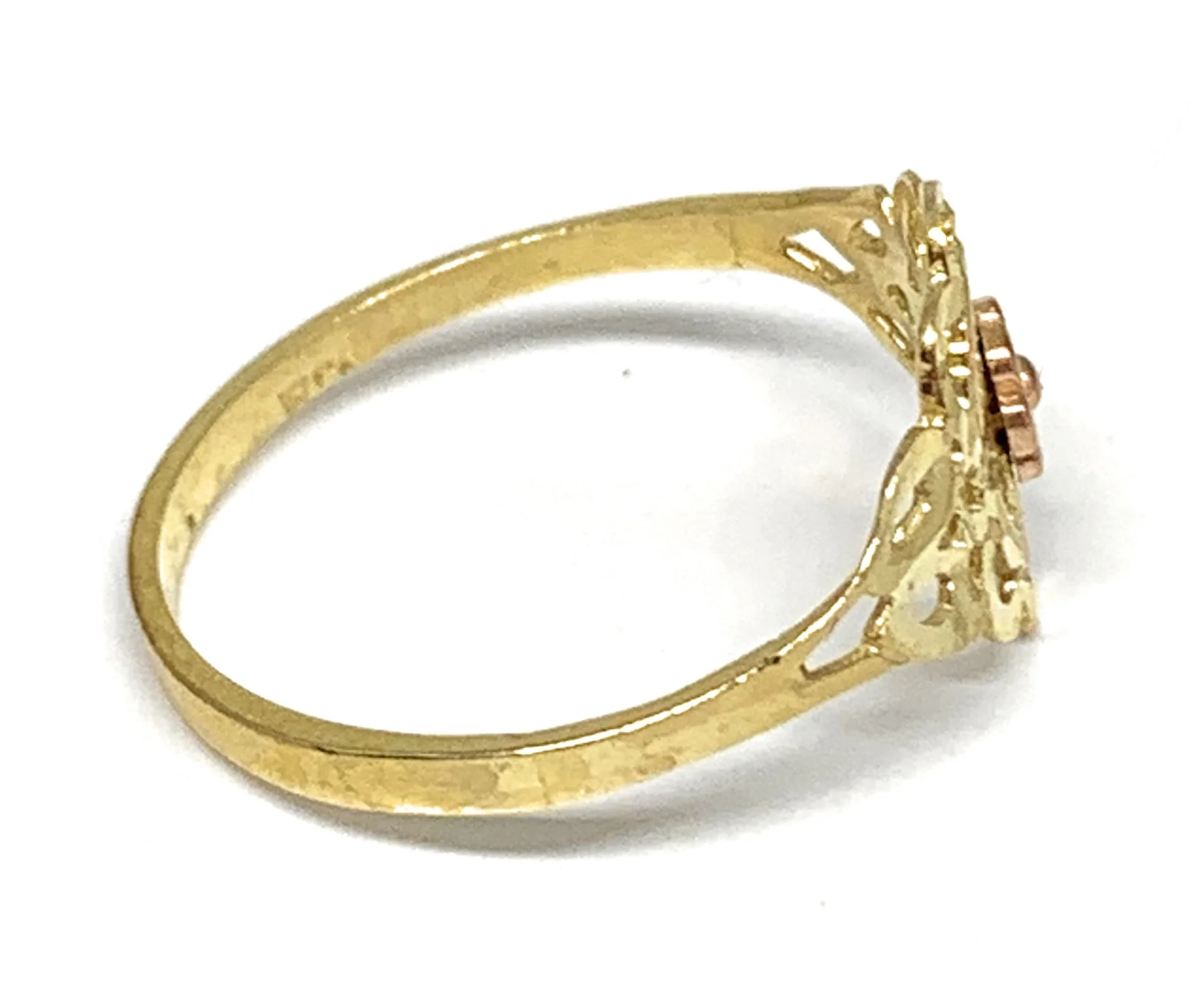 10k Solid Gold Yellow & Rose Gold Flower Ring - Image 2